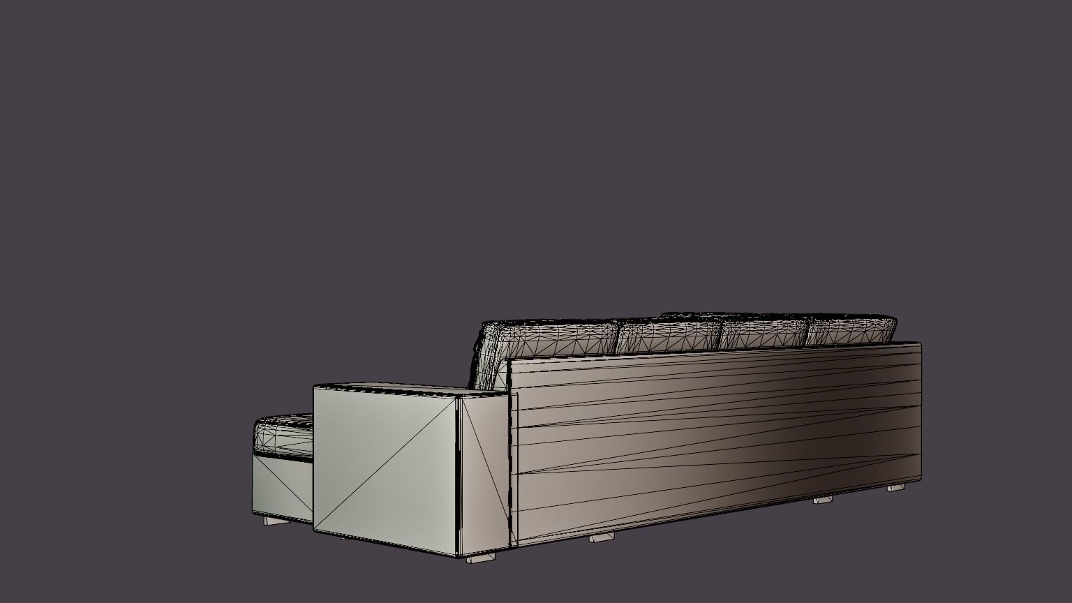 Memphis U Sofa With Divan Right Dark Gray Low-poly 3D model_6