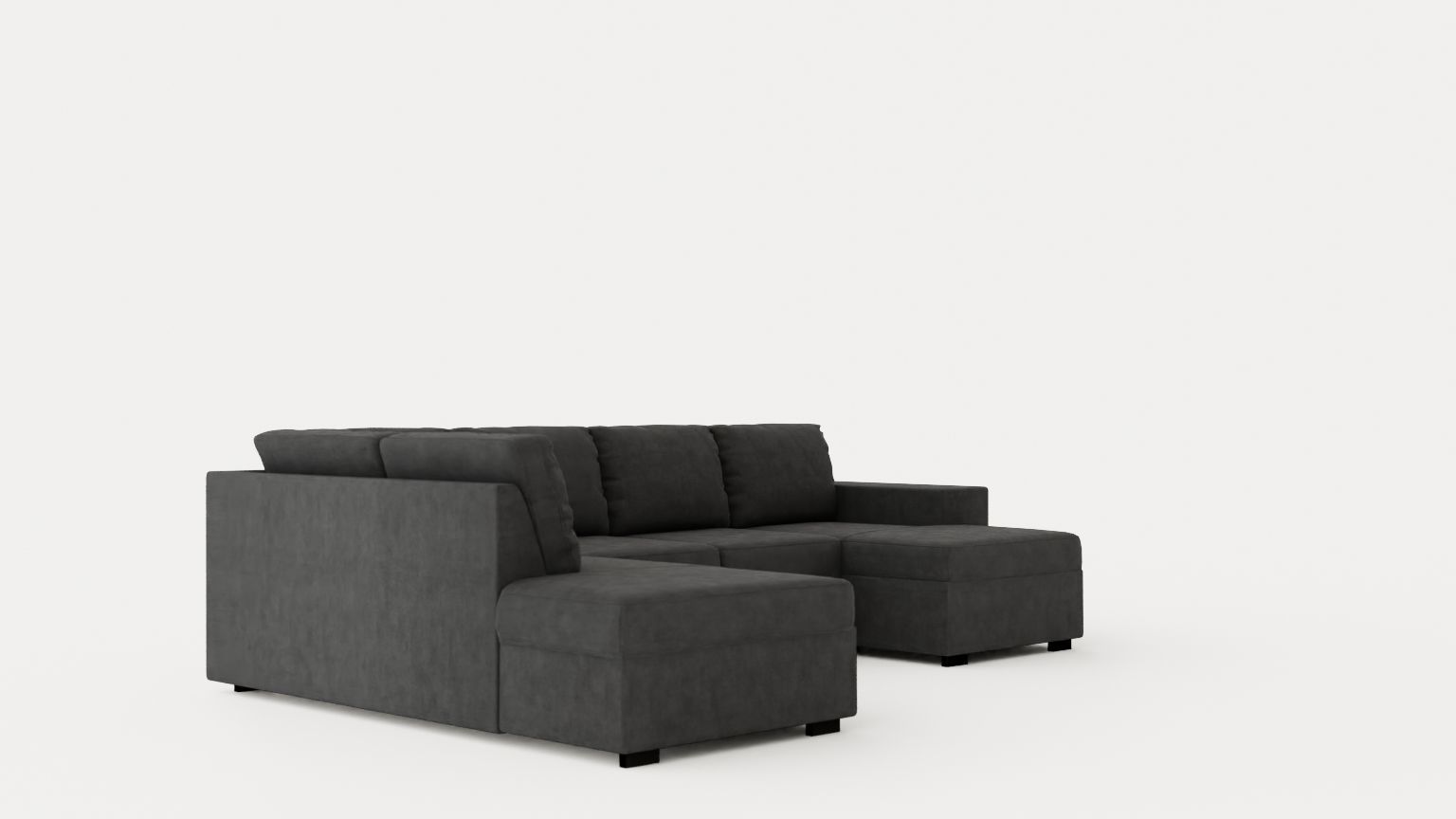 Memphis U Sofa With Divan Right Dark Gray Low-poly 3D model_1