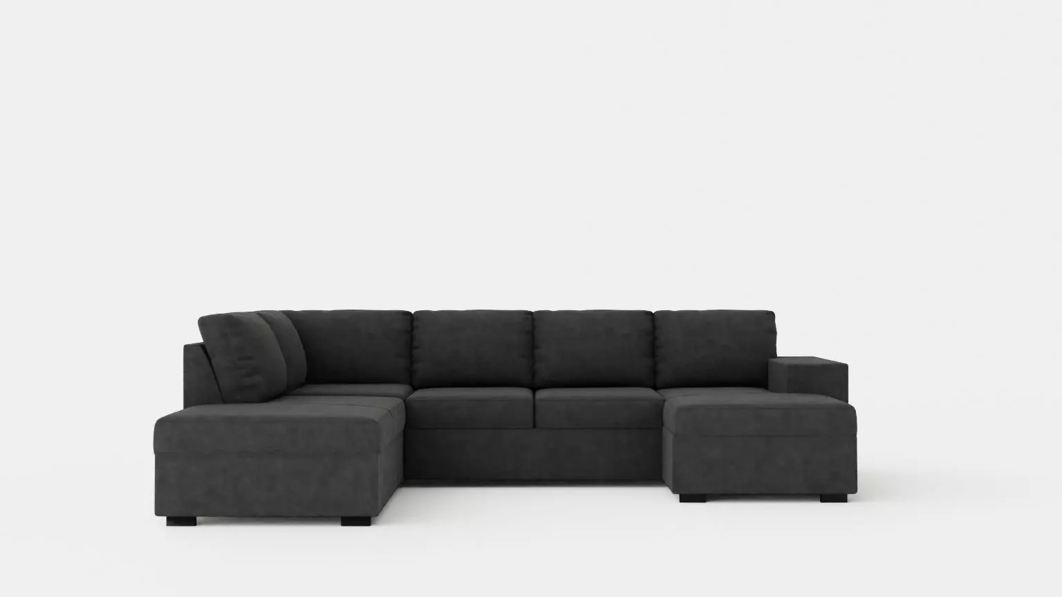 Memphis U Sofa With Divan Right Dark Gray Low-poly 3D model_0