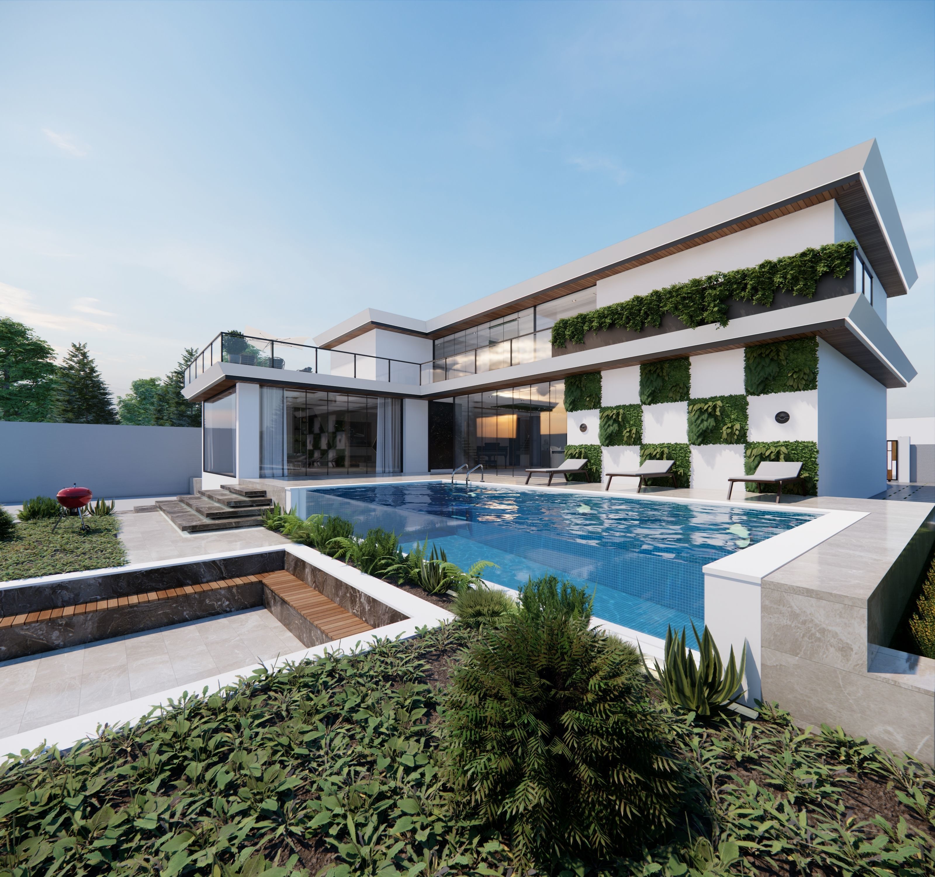 Luxury home Low-poly 3D model_1