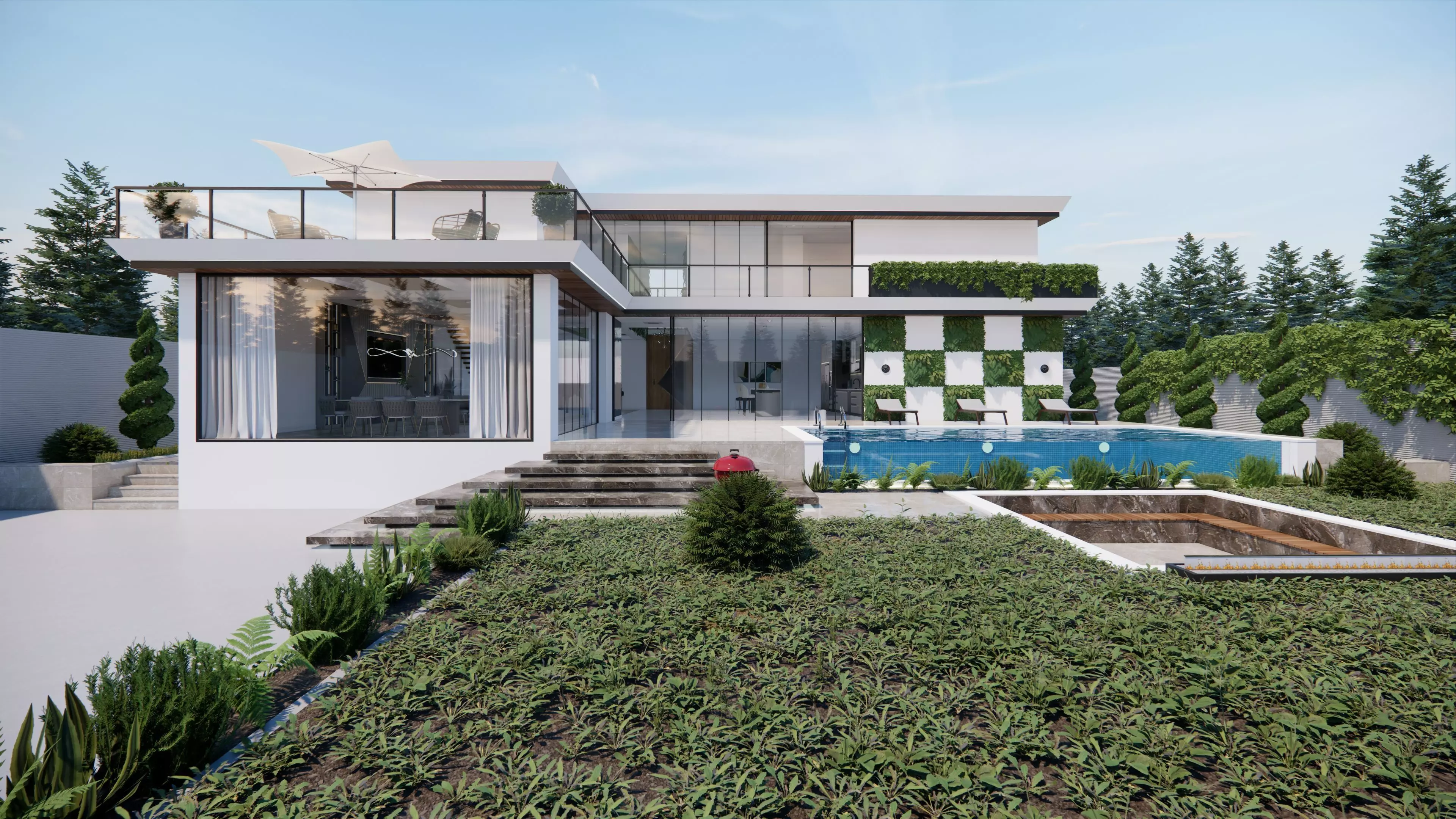 Luxury home Low-poly 3D model_0