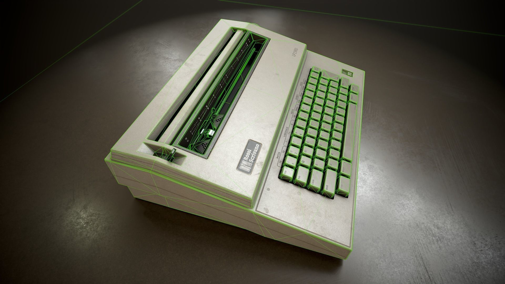 Typewriter 1980 Low-poly 3D model_12
