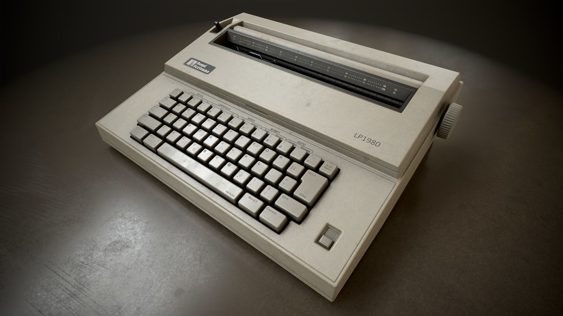 Typewriter 1980 Low-poly 3D model_10