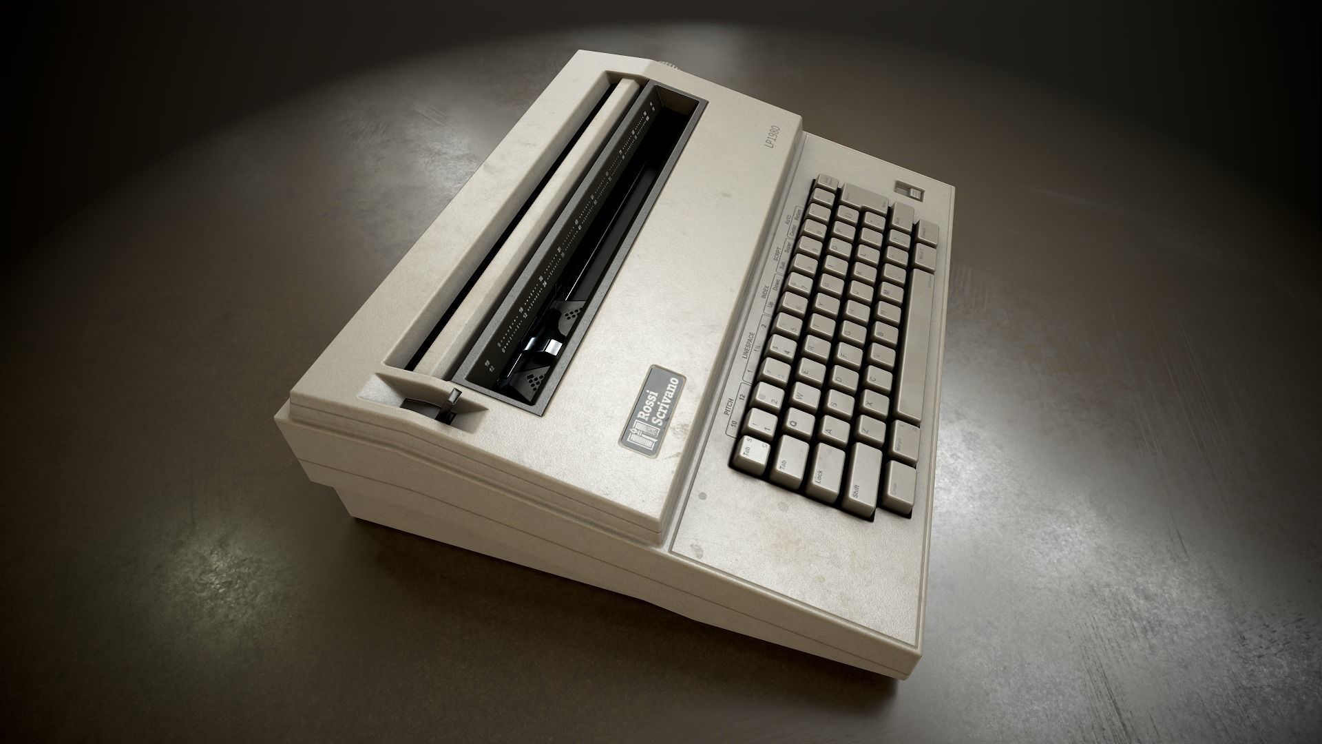 Typewriter 1980 Low-poly 3D model_4