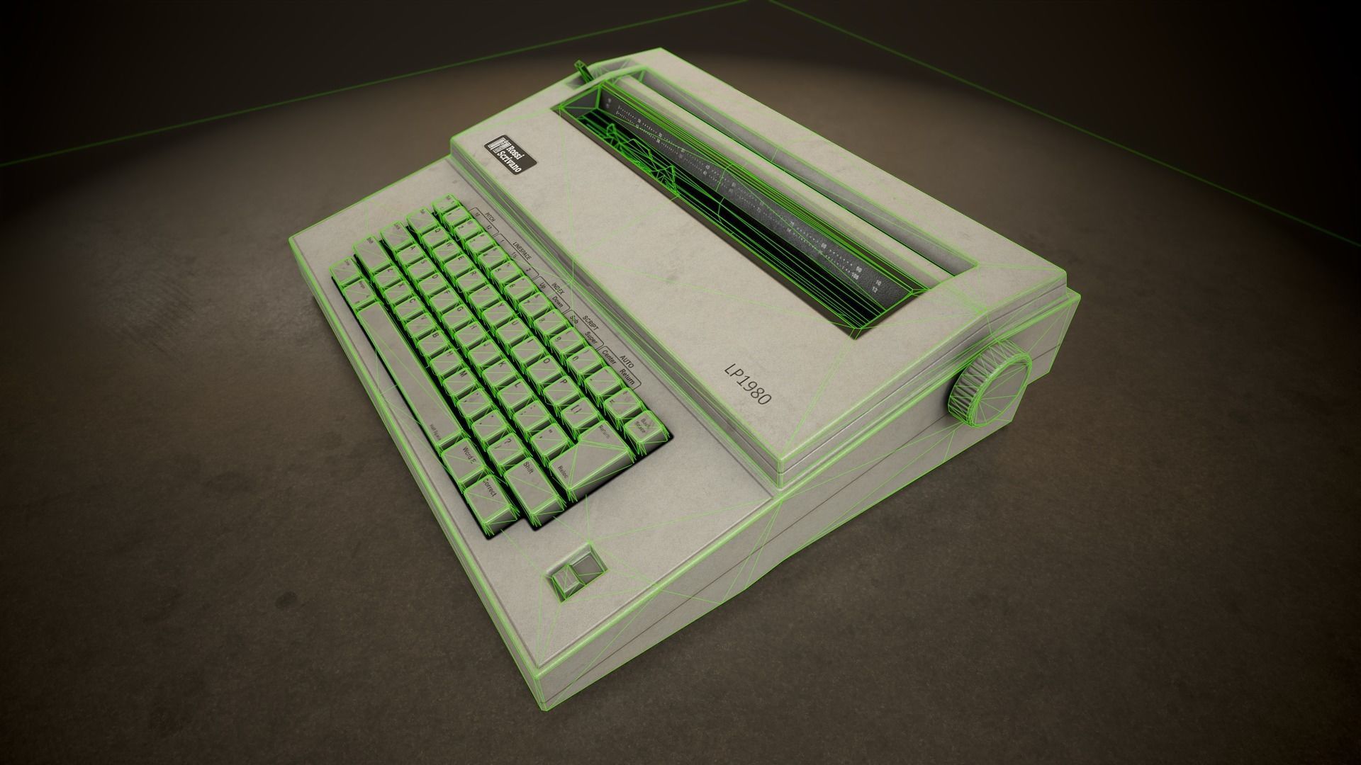 Typewriter 1980 Low-poly 3D model_14