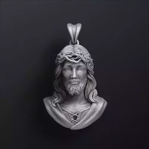 Jesus Christ Head With Thorns Pendant