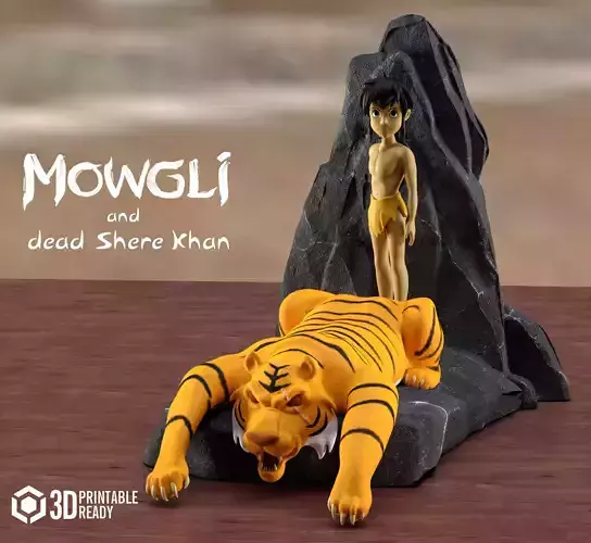 mowgli and dead shere khan 3D print model