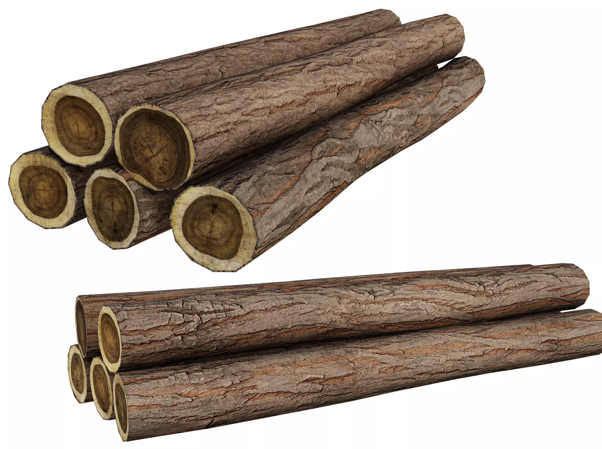 Wood Logs Pile Low-poly 3D model