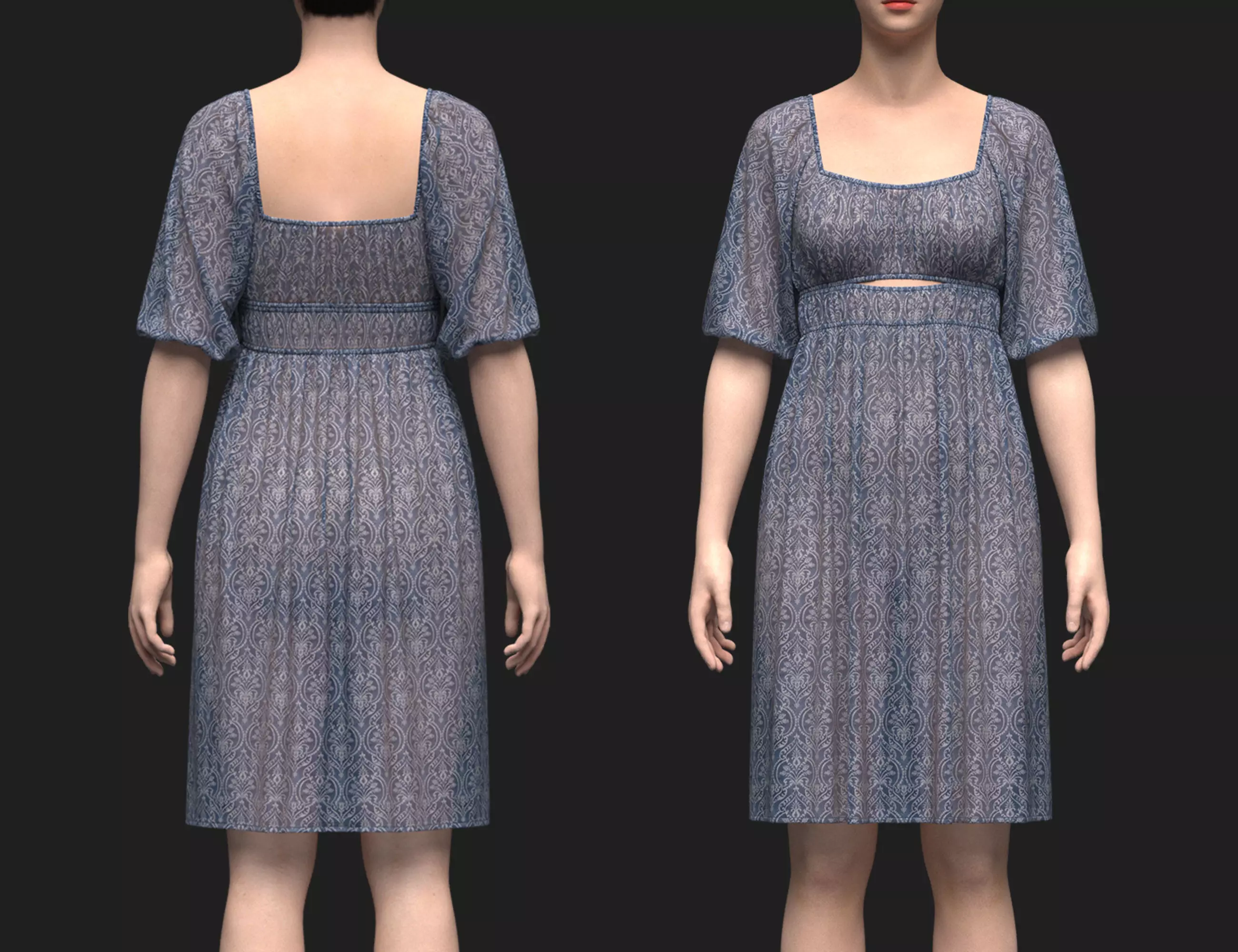 Gathered Dress 3D model