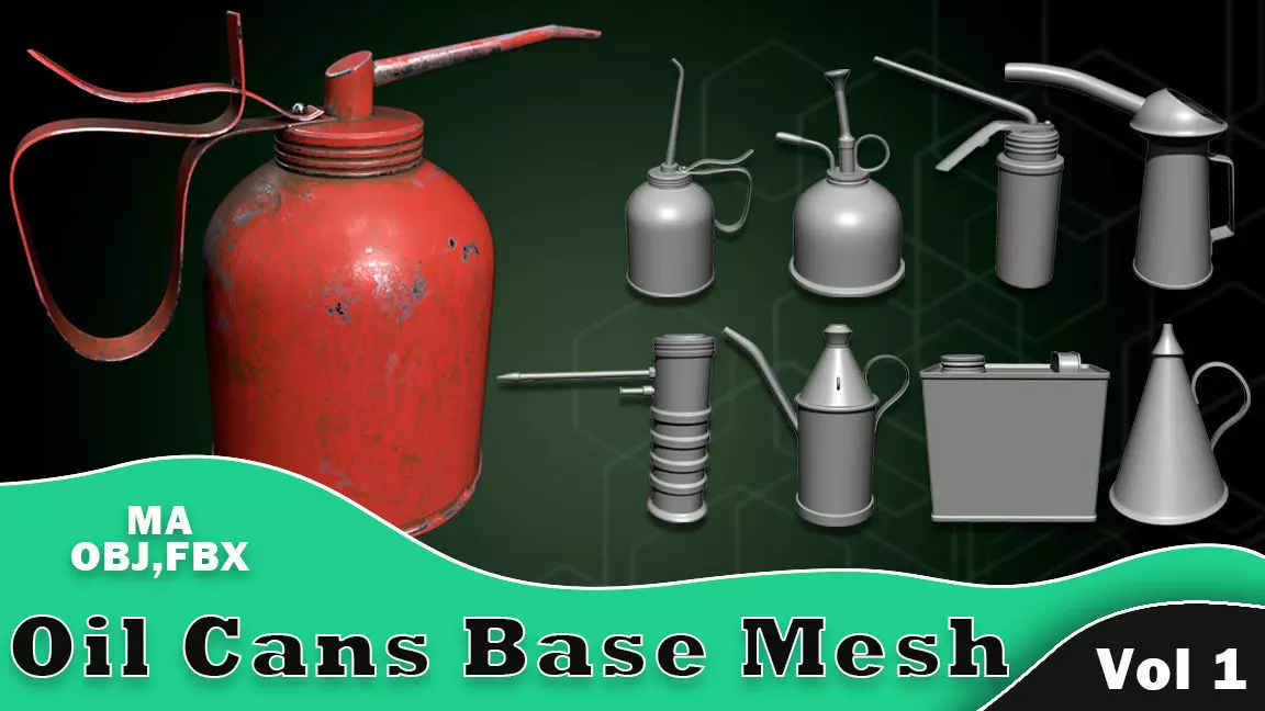 30 Oil Cans Base Mesh Vol 1 Low-poly 3D model