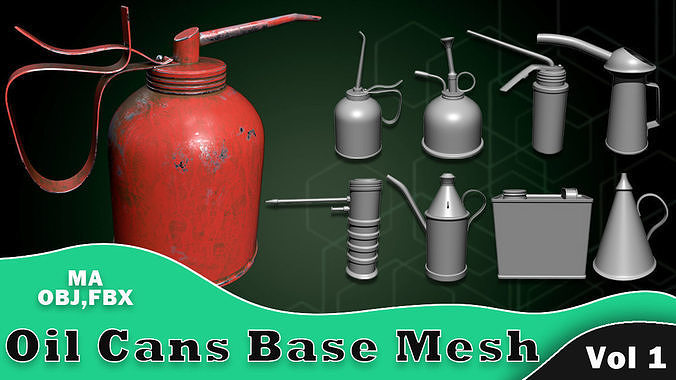 30 Oil Cans Base Mesh Vol 1 Low-poly 3D model