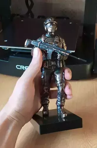 3D model of a military man with an assault rifle Fn Scar L