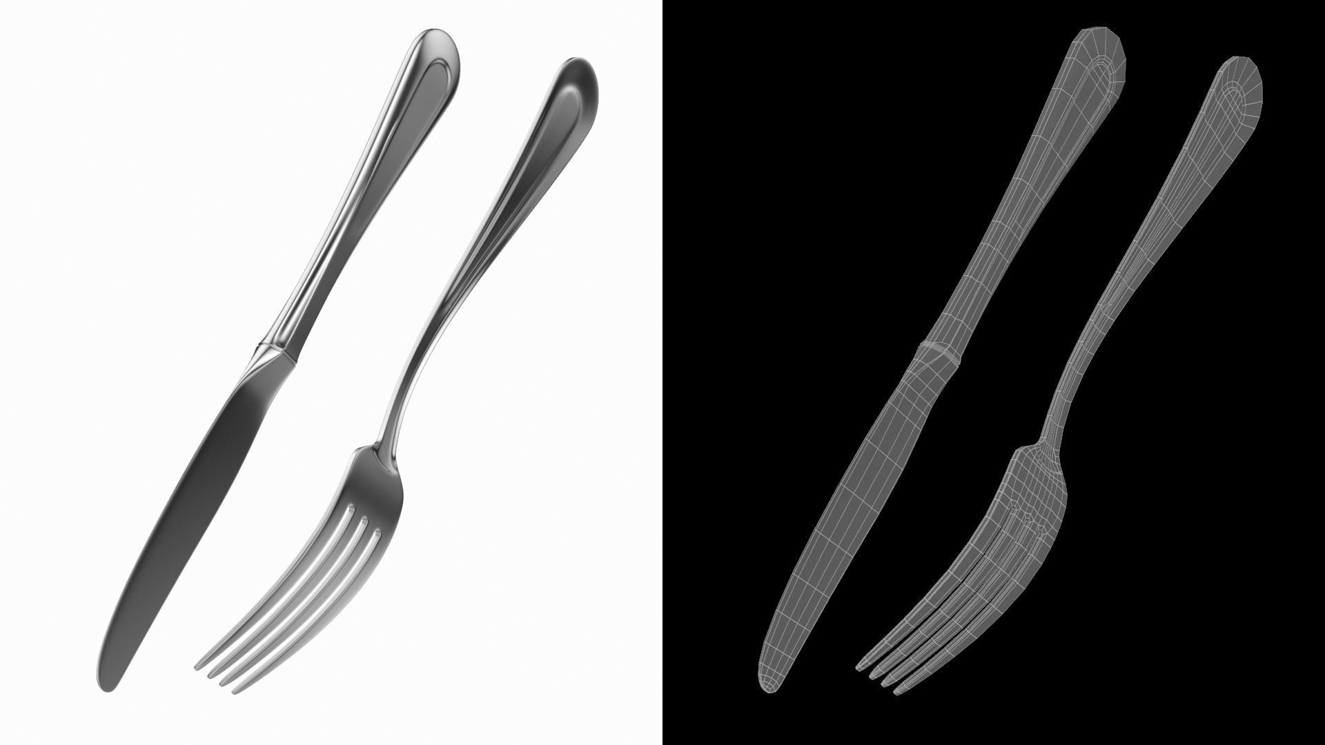 Table Dinner Knife and Fork Classic Cutlery 3D model_11