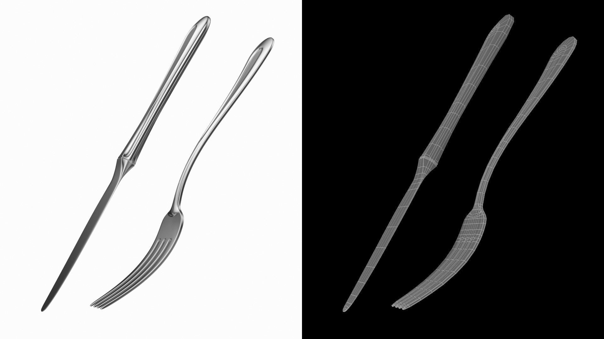 Table Dinner Knife and Fork Classic Cutlery 3D model_13
