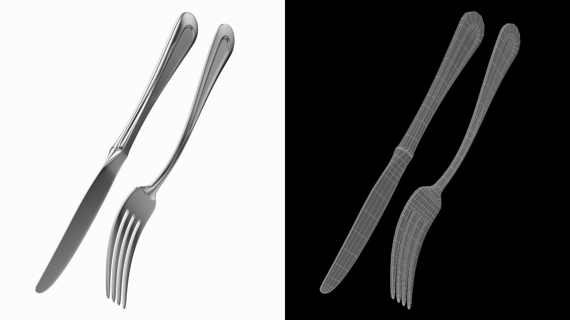 Table Dinner Knife and Fork Classic Cutlery 3D model_5
