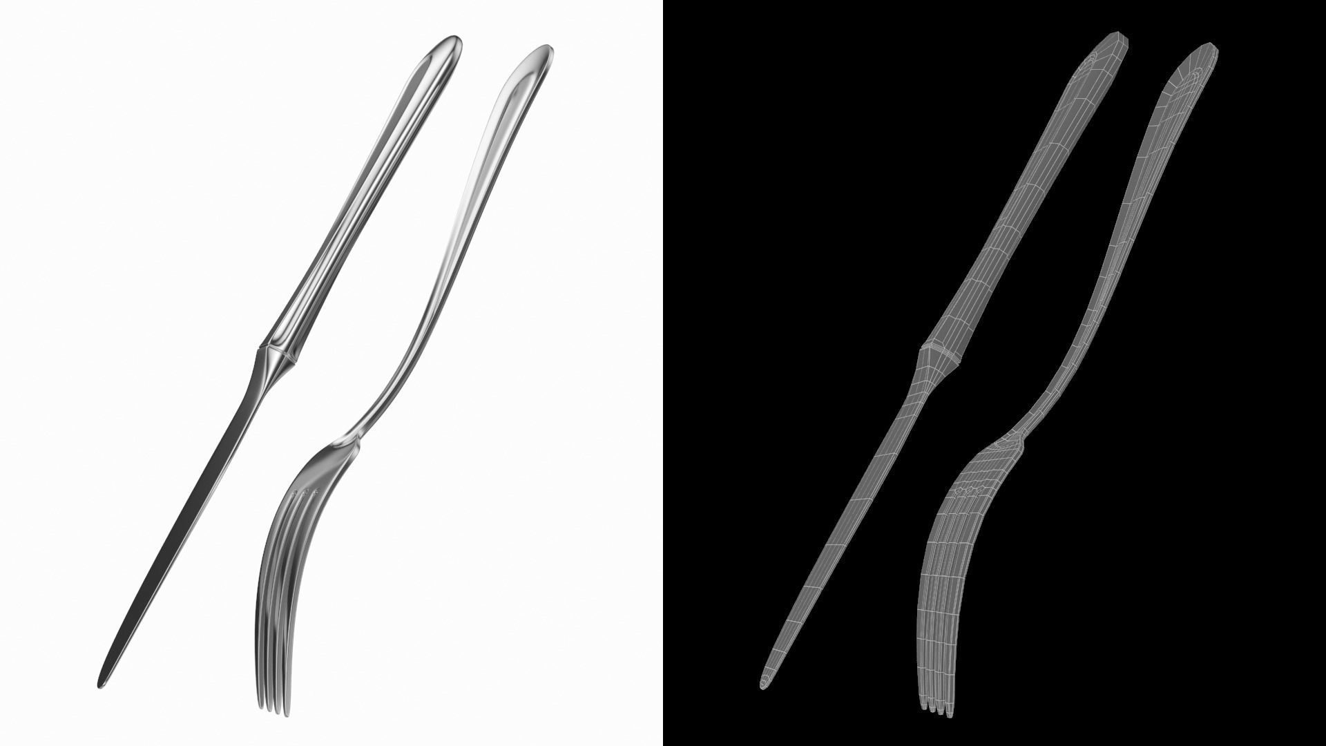 Table Dinner Knife and Fork Classic Cutlery 3D model_7