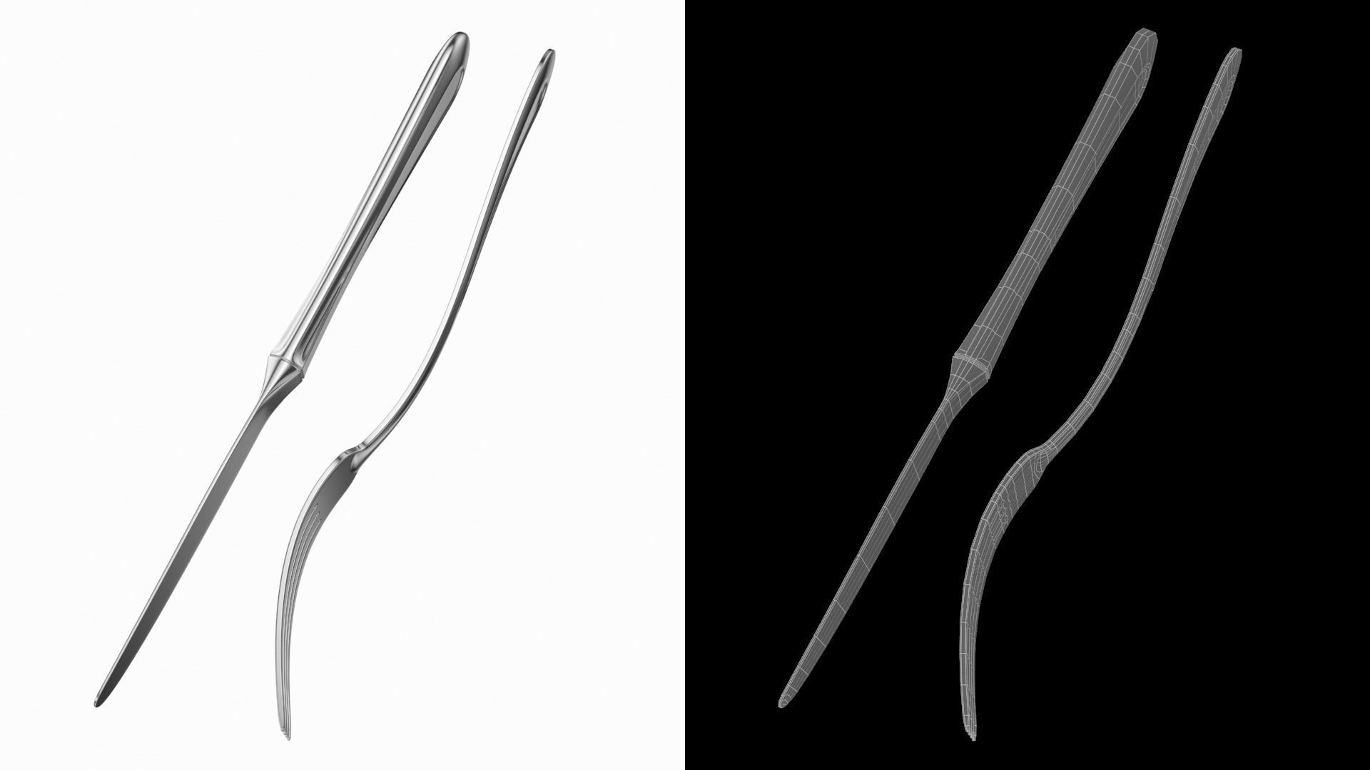 Table Dinner Knife and Fork Classic Cutlery 3D model_6