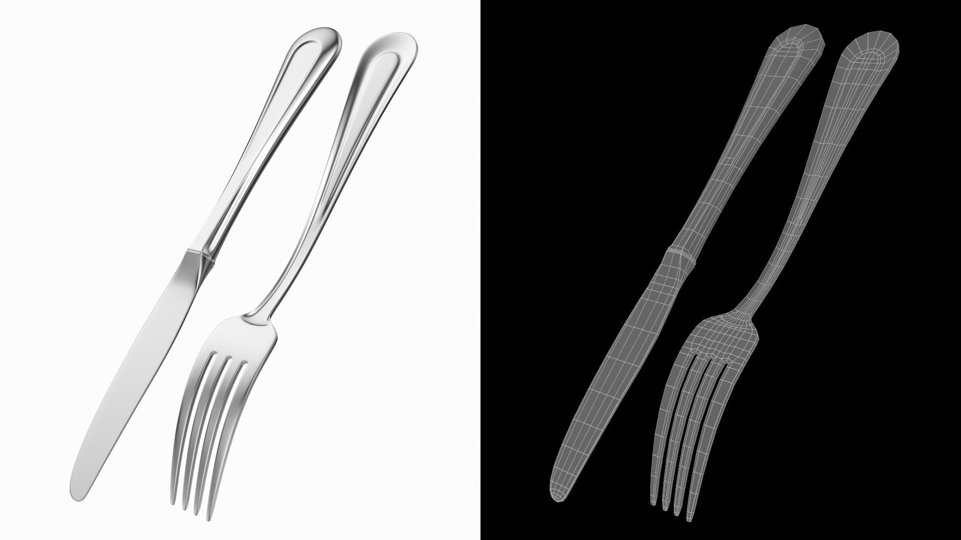Table Dinner Knife and Fork Classic Cutlery 3D model_8