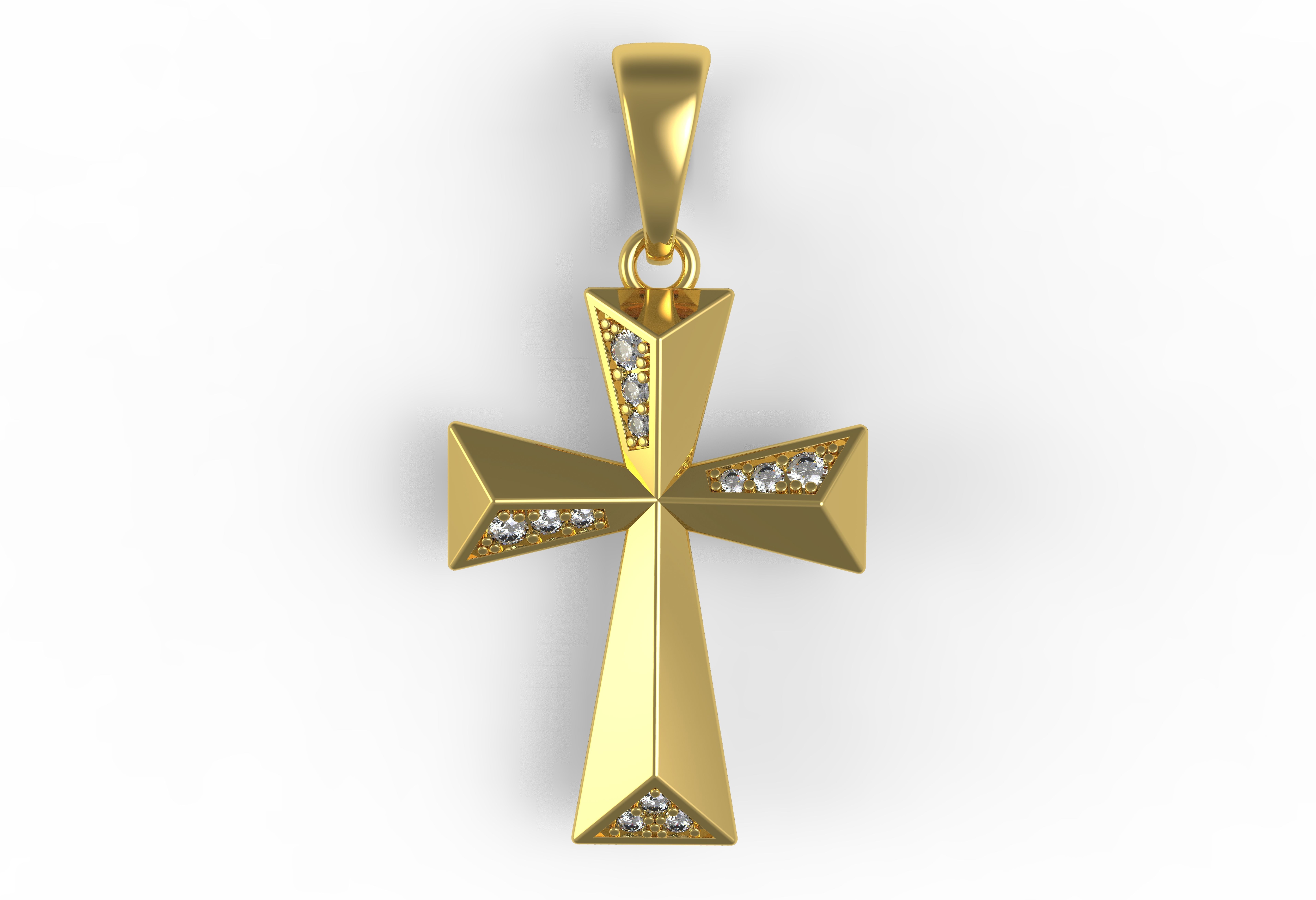 Beautiful Diamond Cross Pendant 3D print model_6