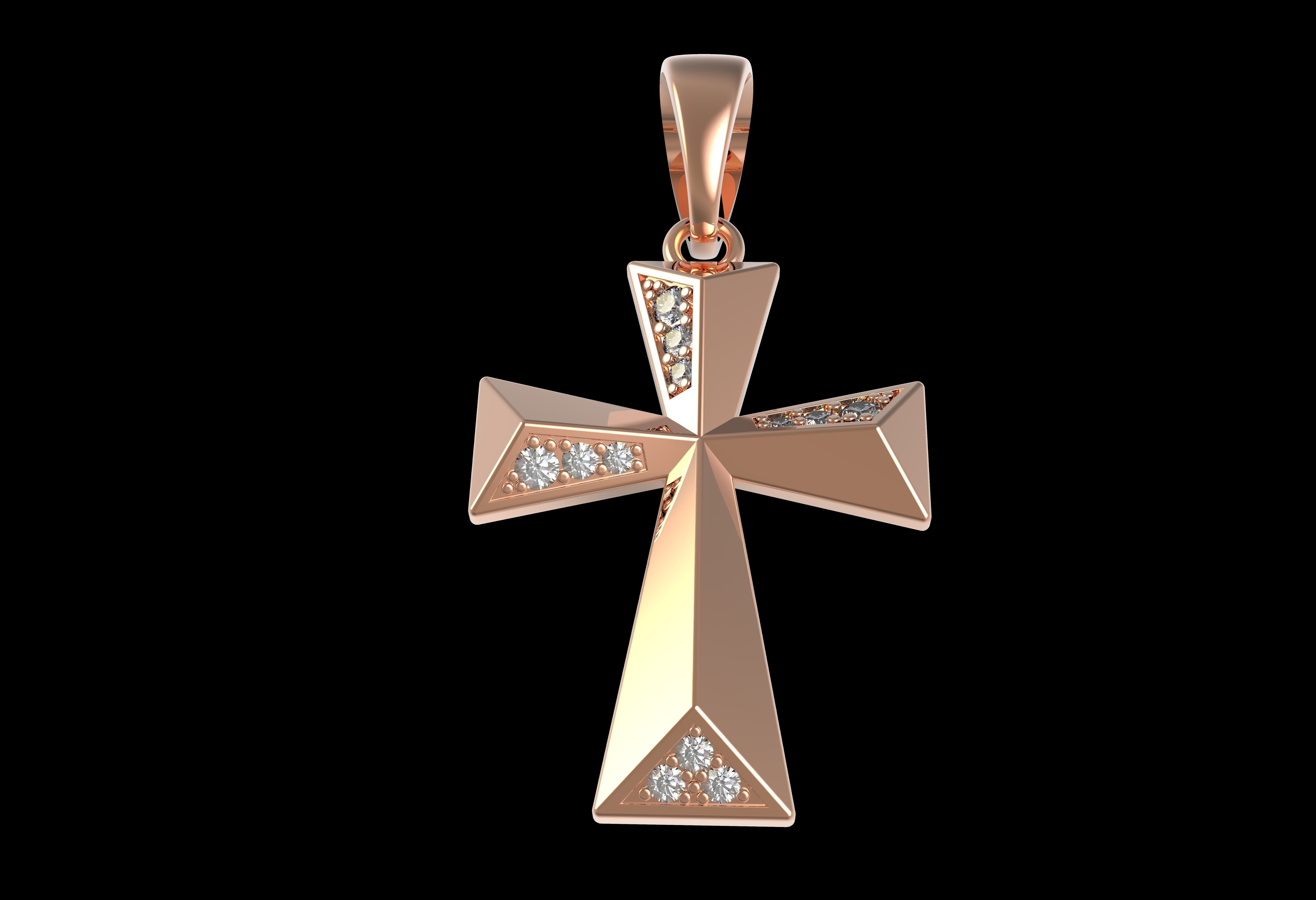 Beautiful Diamond Cross Pendant 3D print model_12