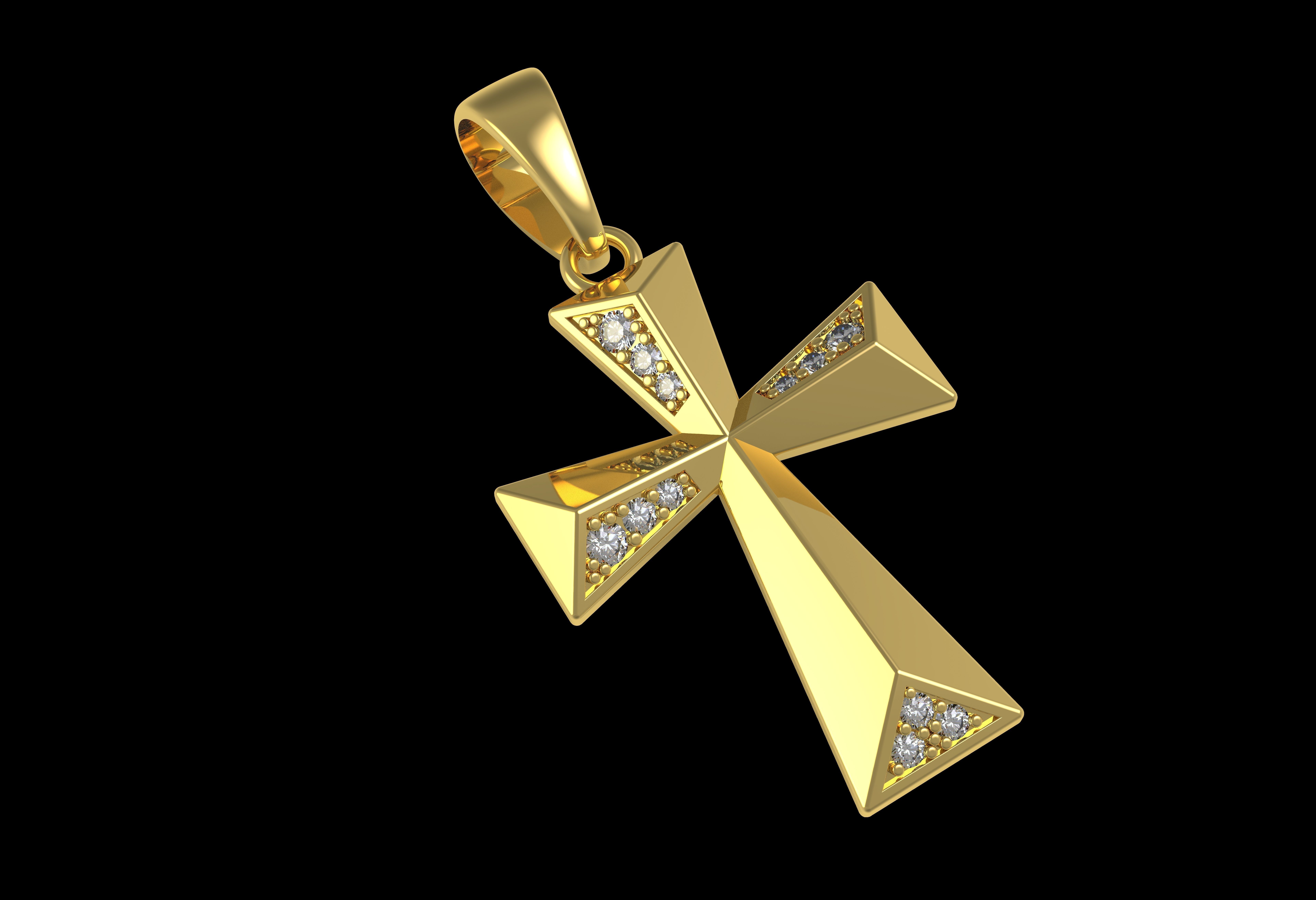 Beautiful Diamond Cross Pendant 3D print model_11