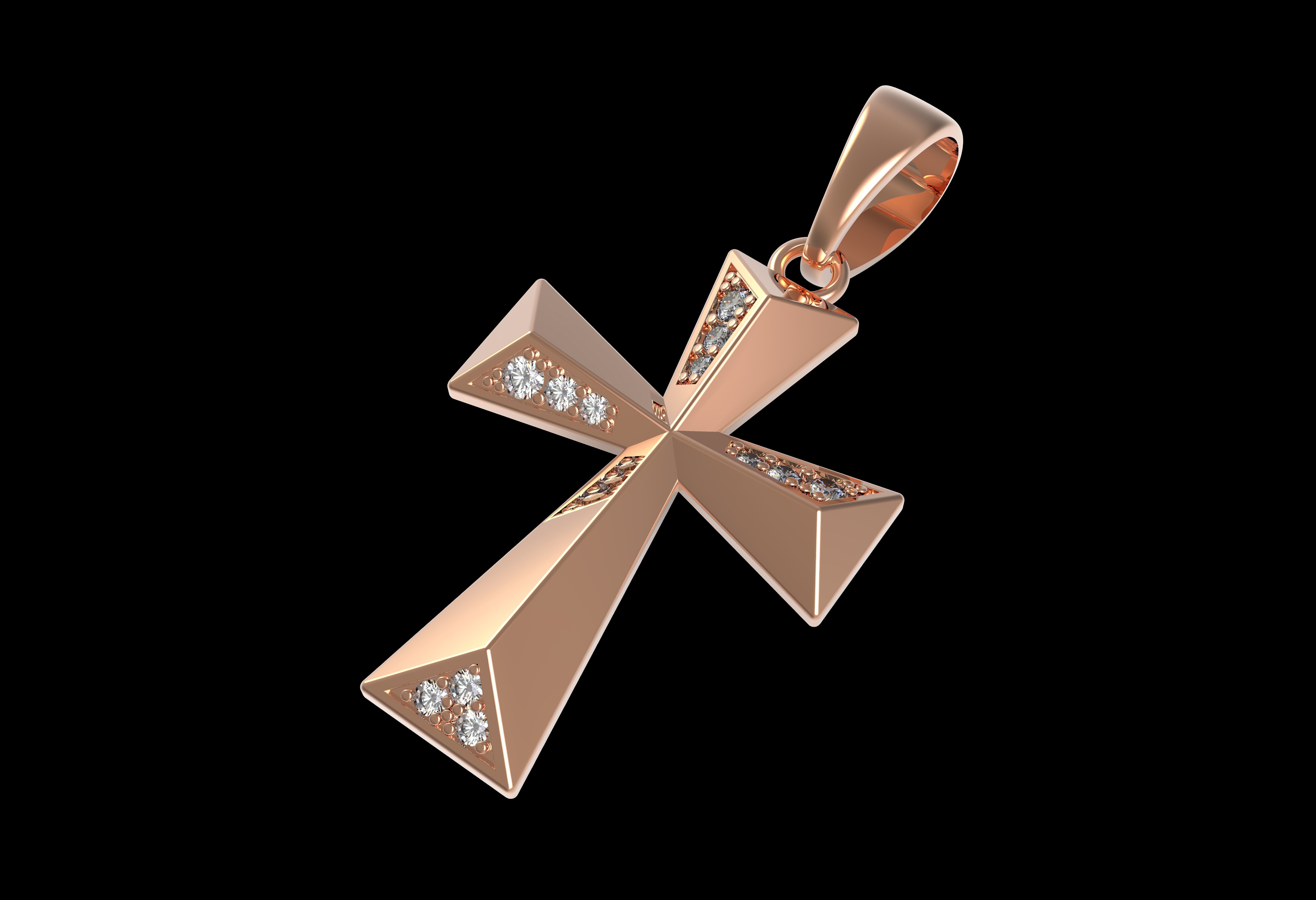 Beautiful Diamond Cross Pendant 3D print model_13