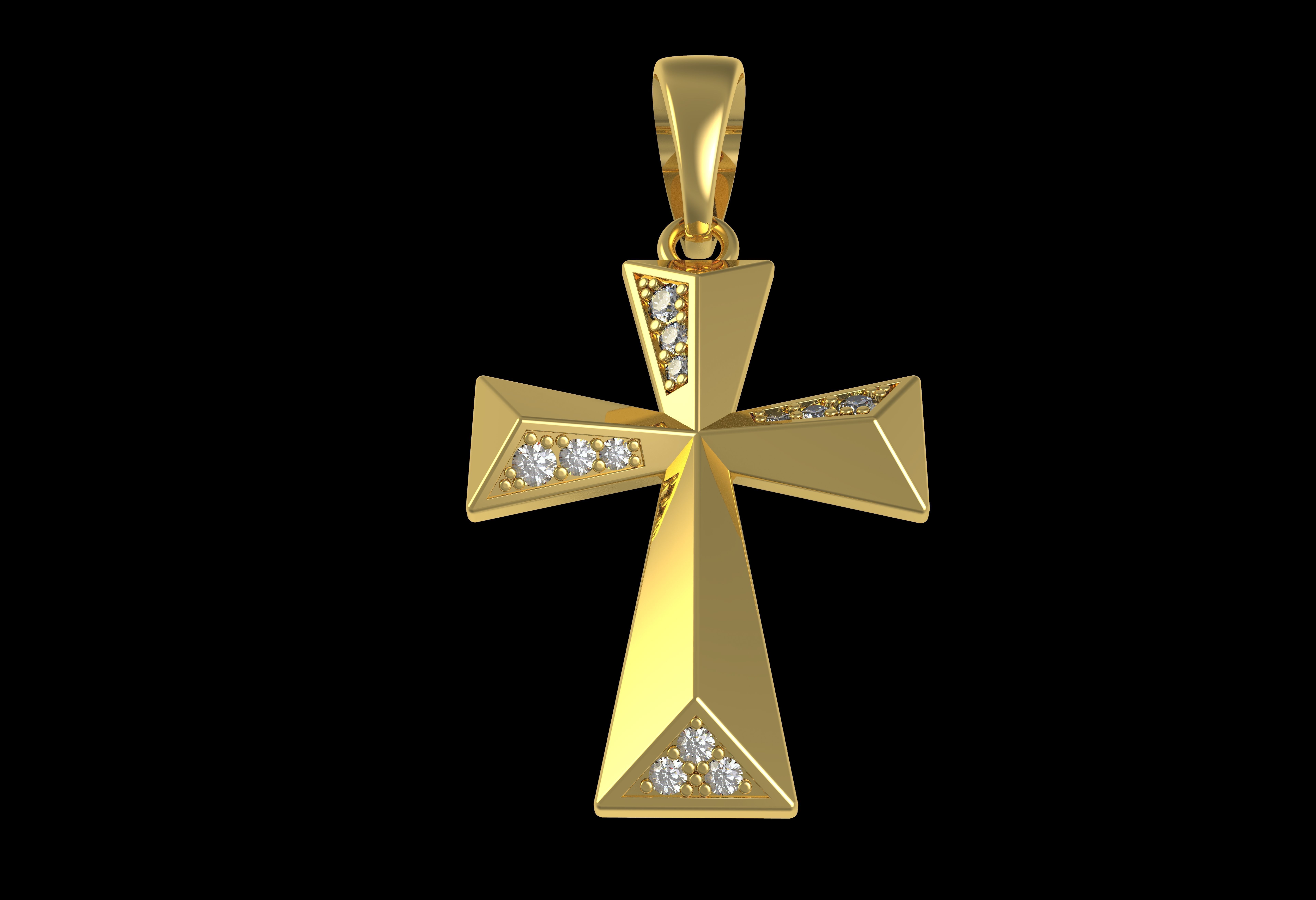 Beautiful Diamond Cross Pendant 3D print model_9