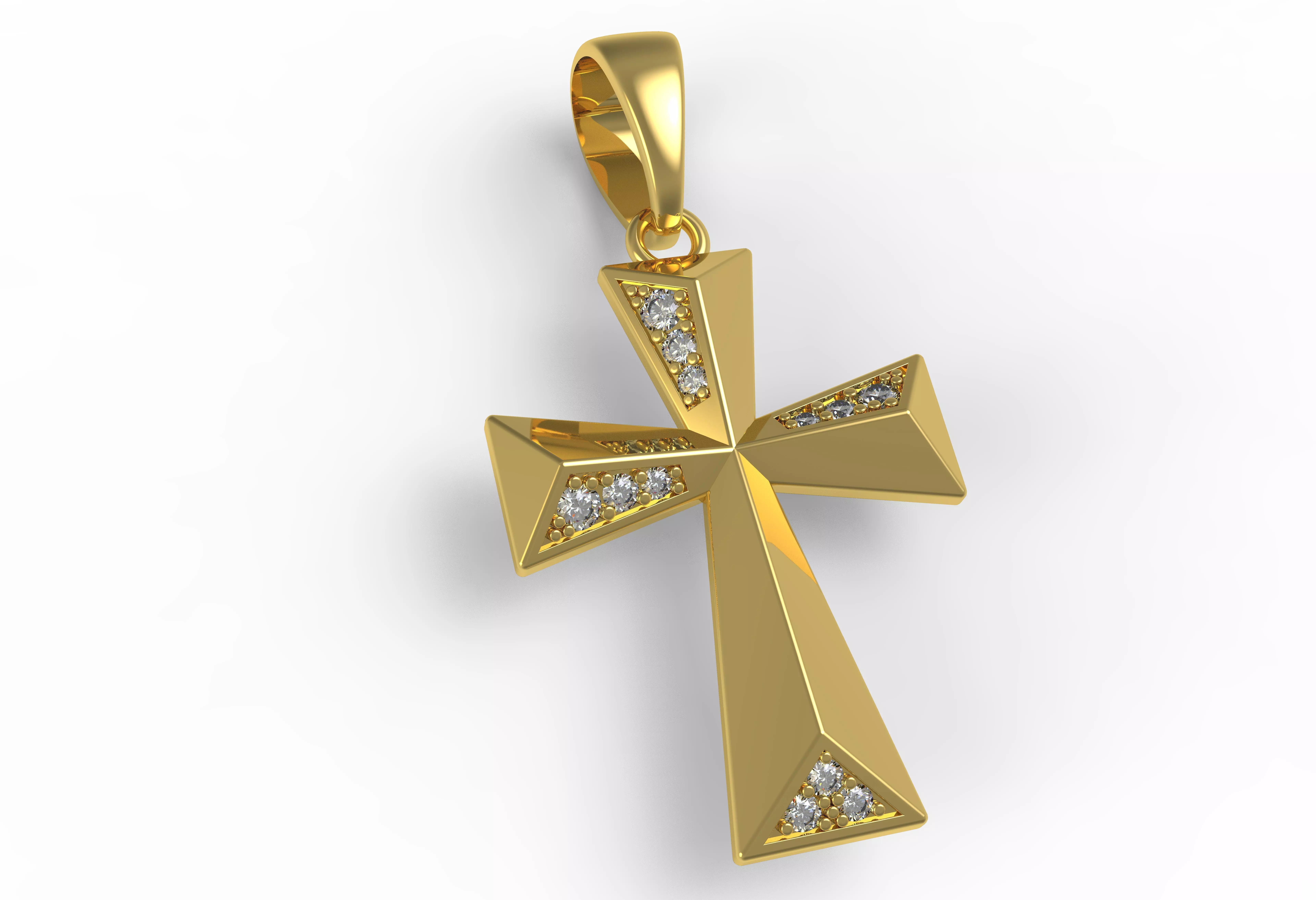 Beautiful Diamond Cross Pendant 3D print model_0