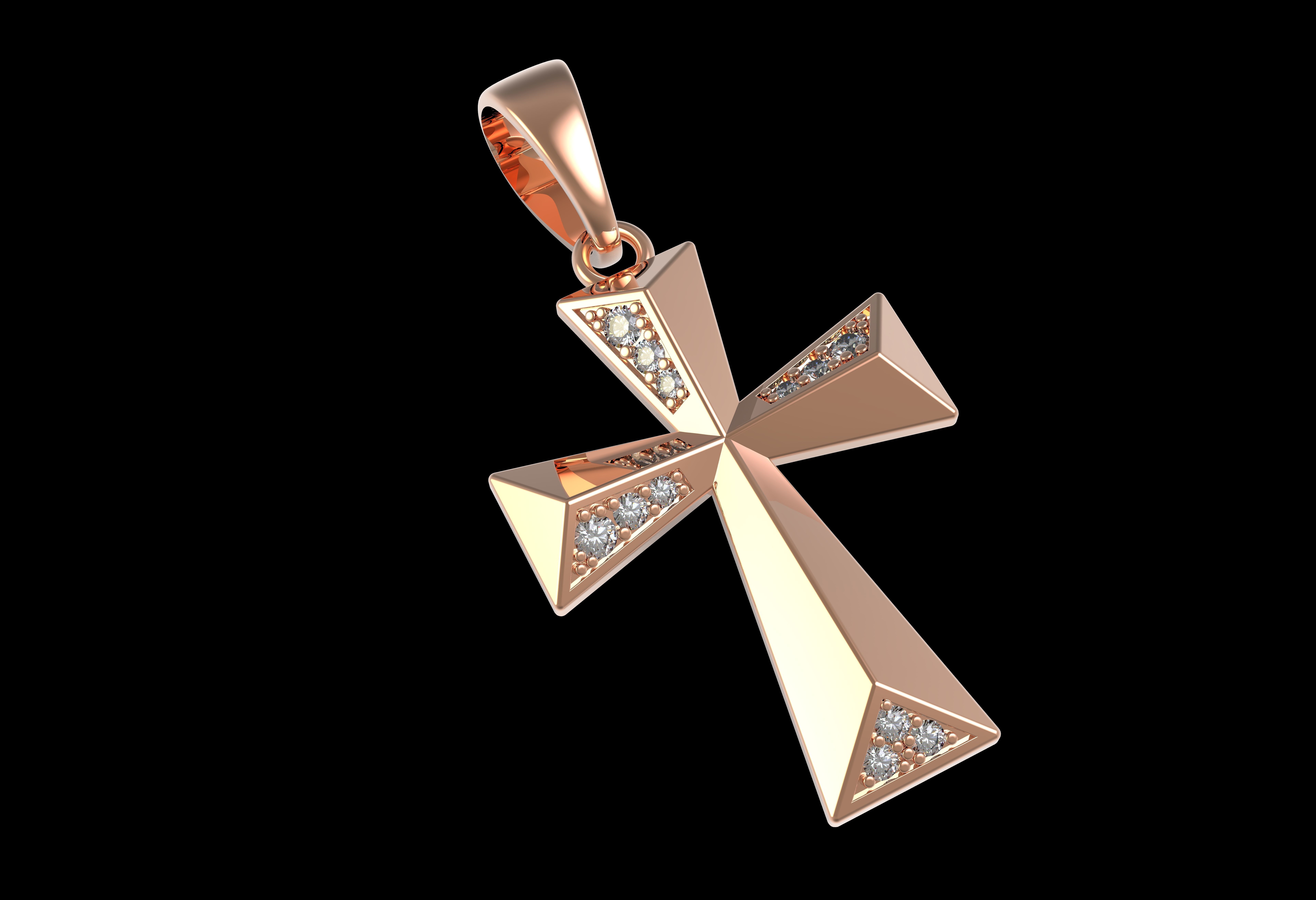 Beautiful Diamond Cross Pendant 3D print model_14