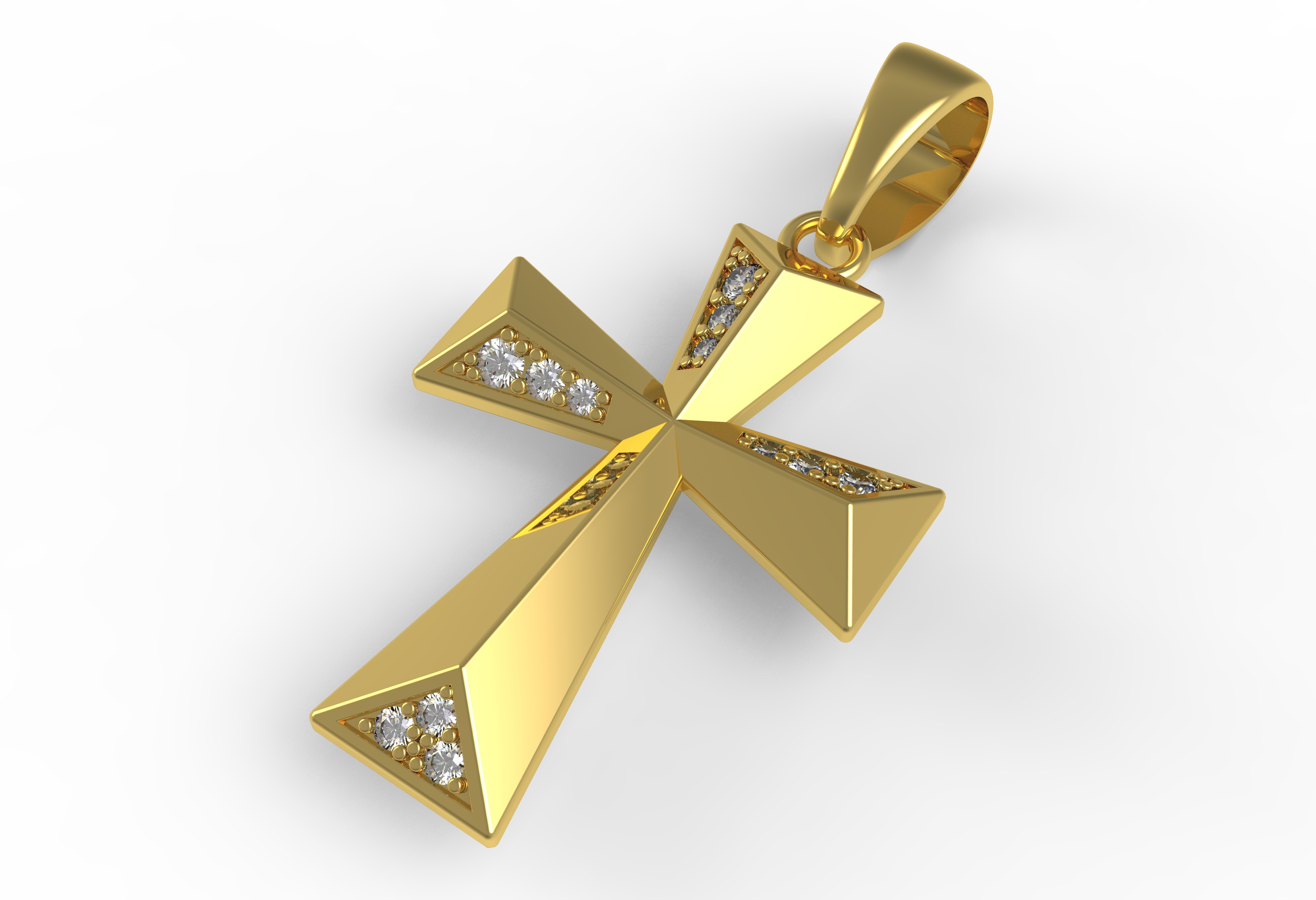 Beautiful Diamond Cross Pendant 3D print model_1