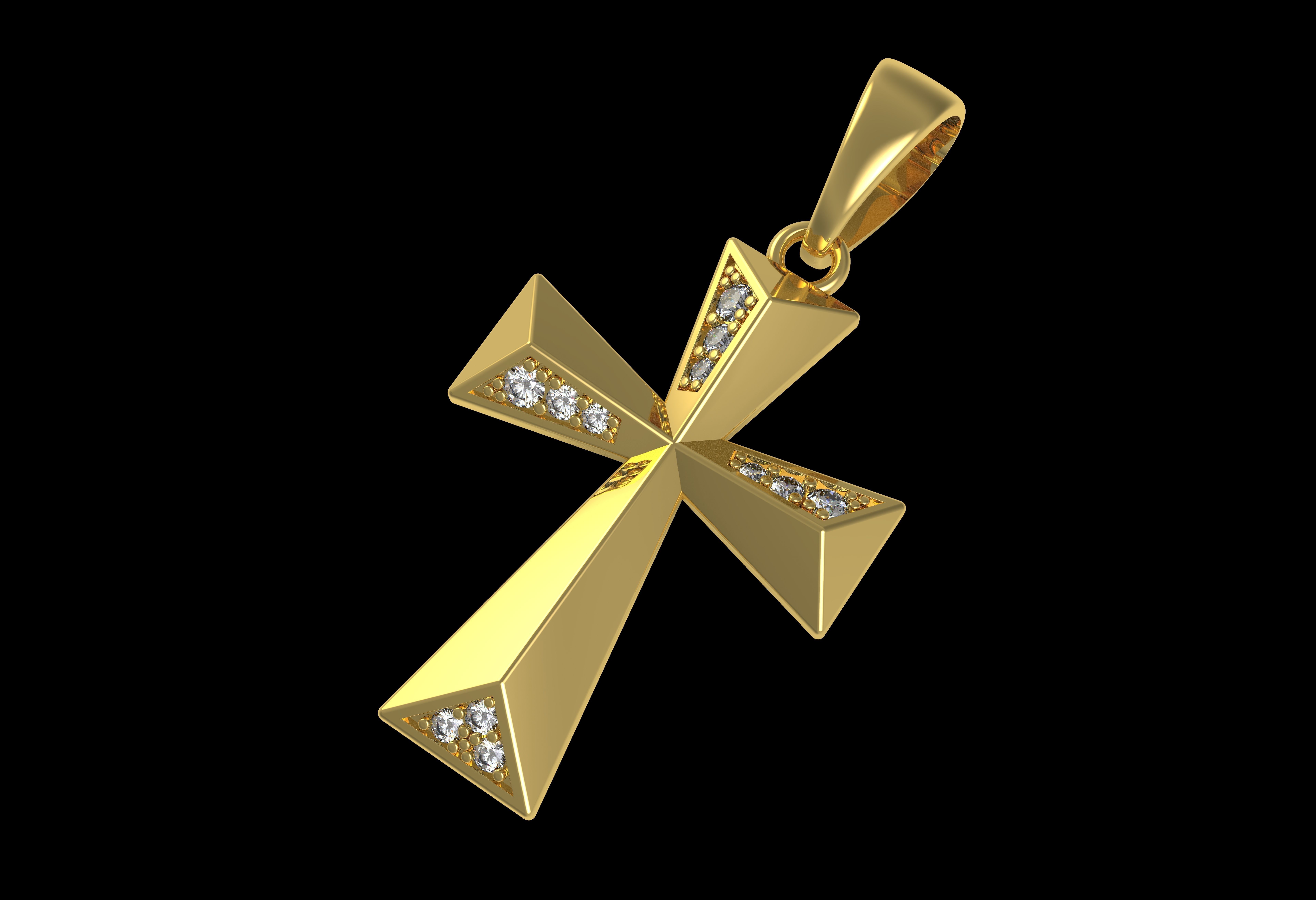 Beautiful Diamond Cross Pendant 3D print model_10