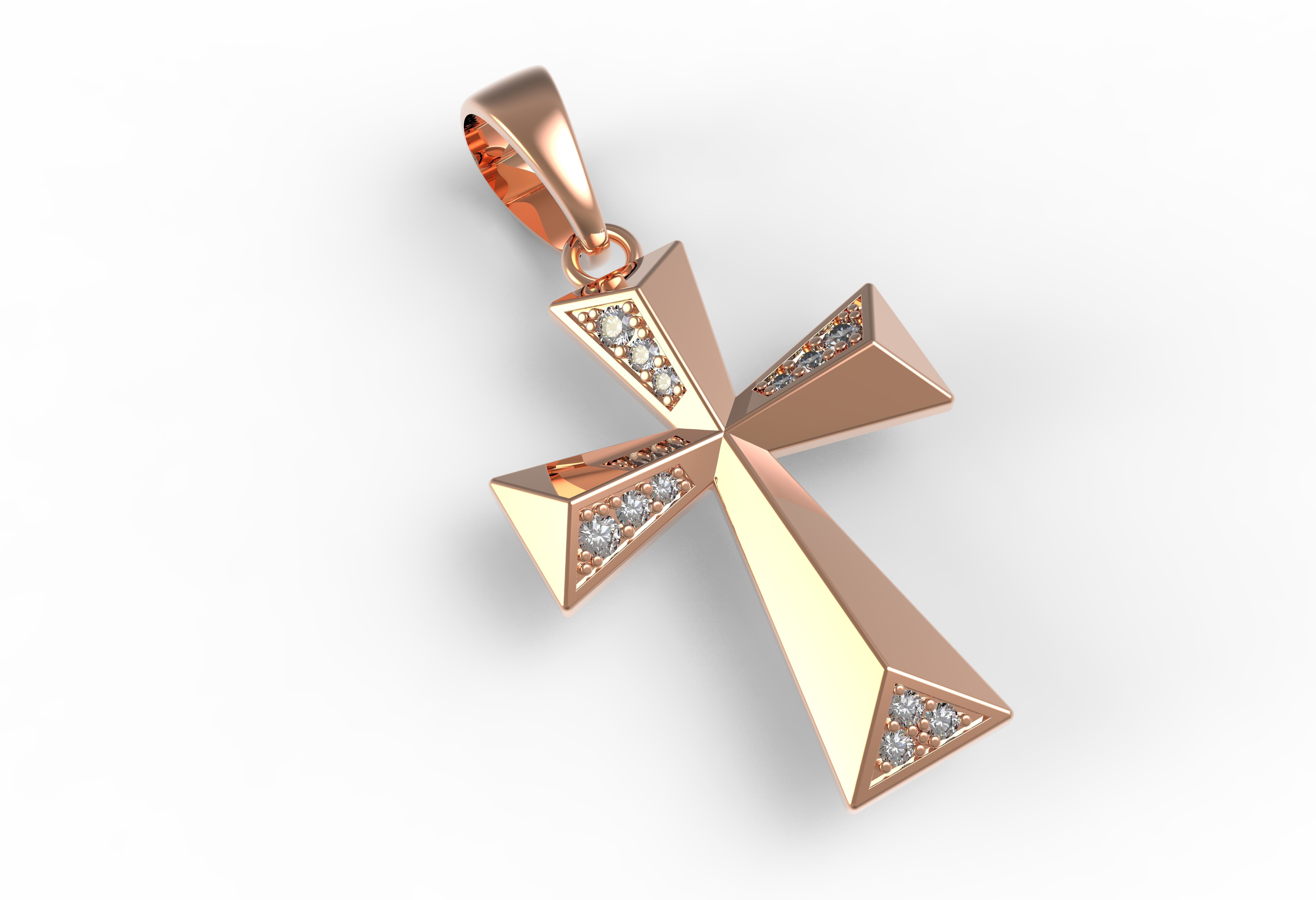 Beautiful Diamond Cross Pendant 3D print model_5