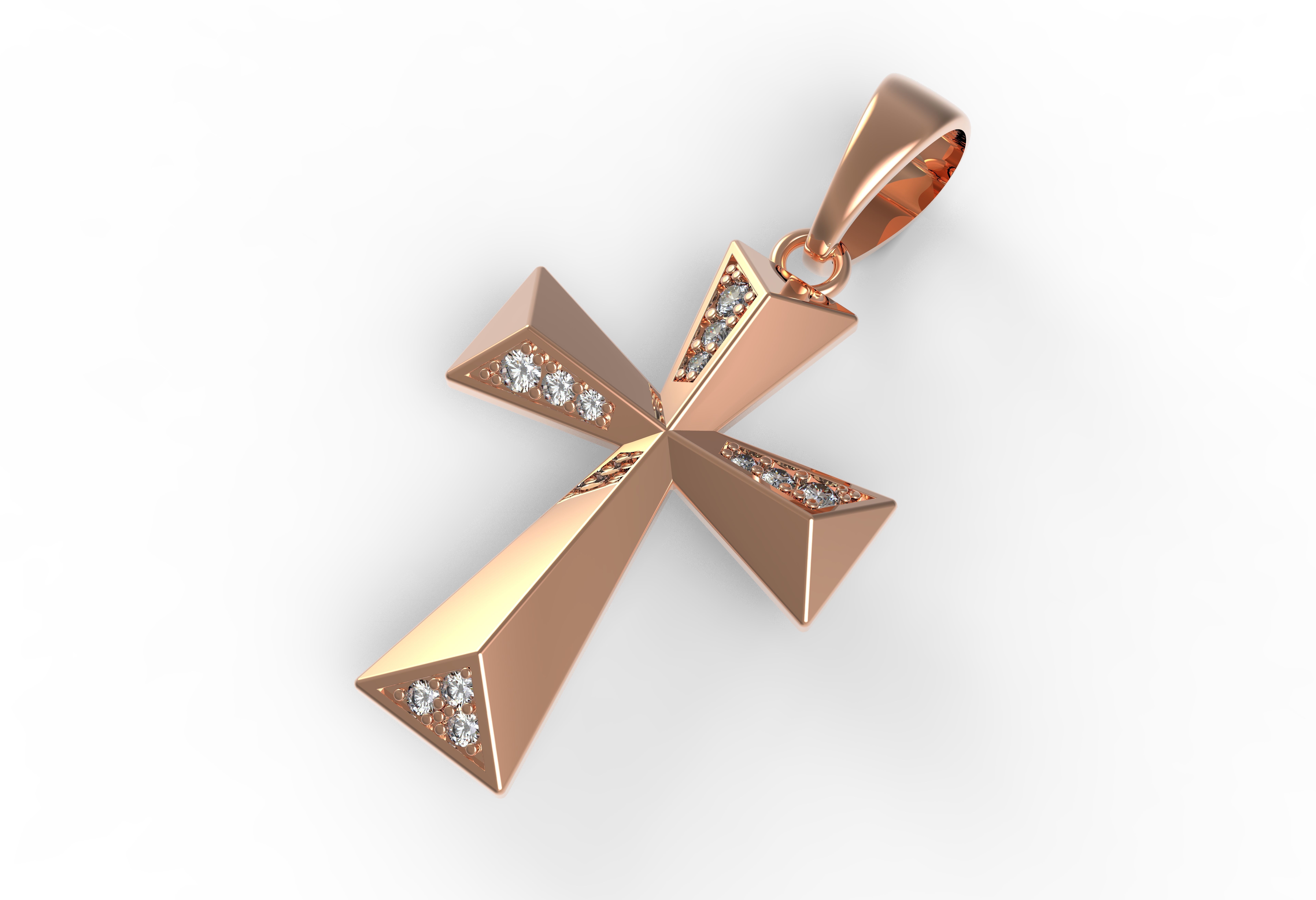 Beautiful Diamond Cross Pendant 3D print model_3