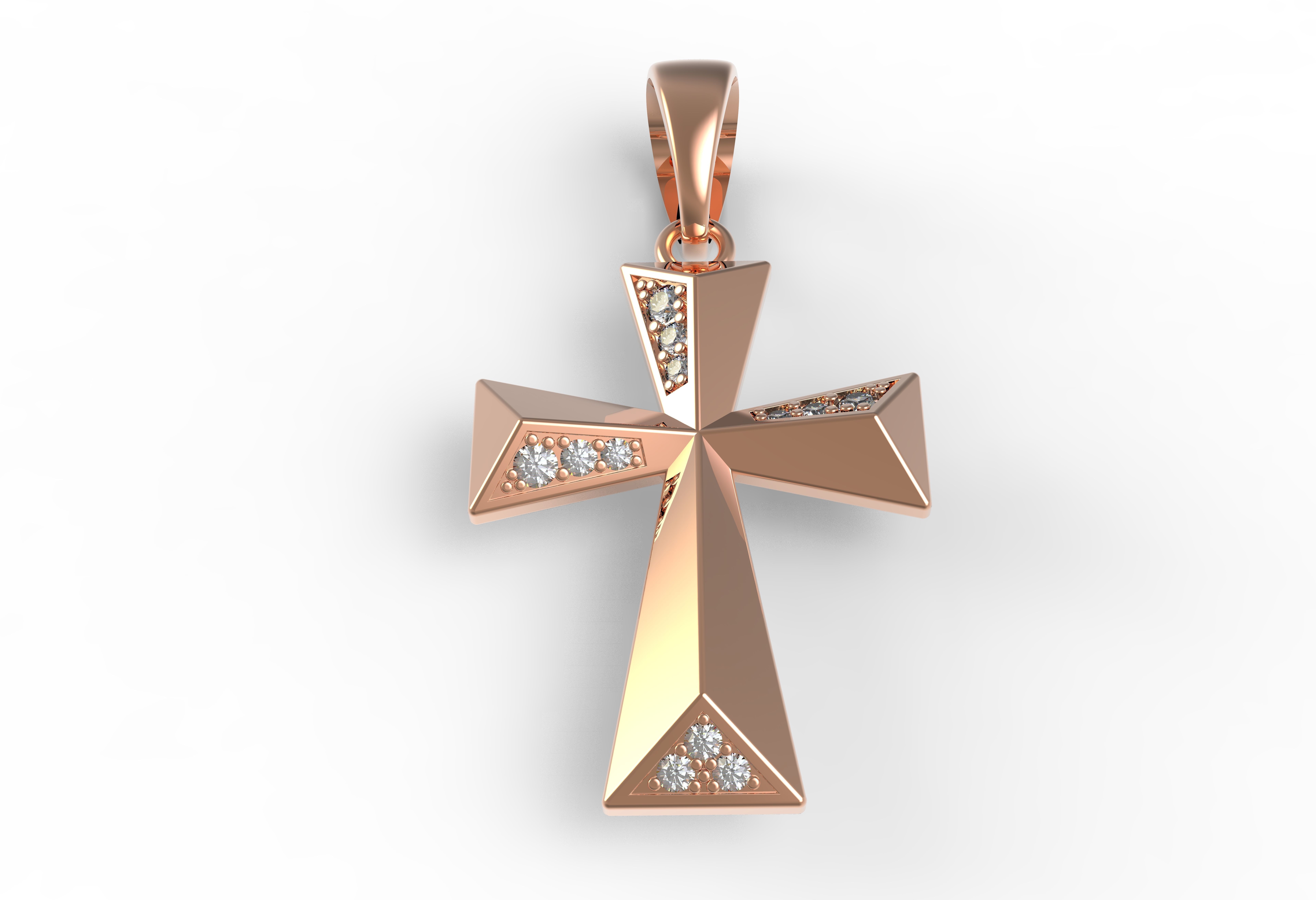 Beautiful Diamond Cross Pendant 3D print model_4