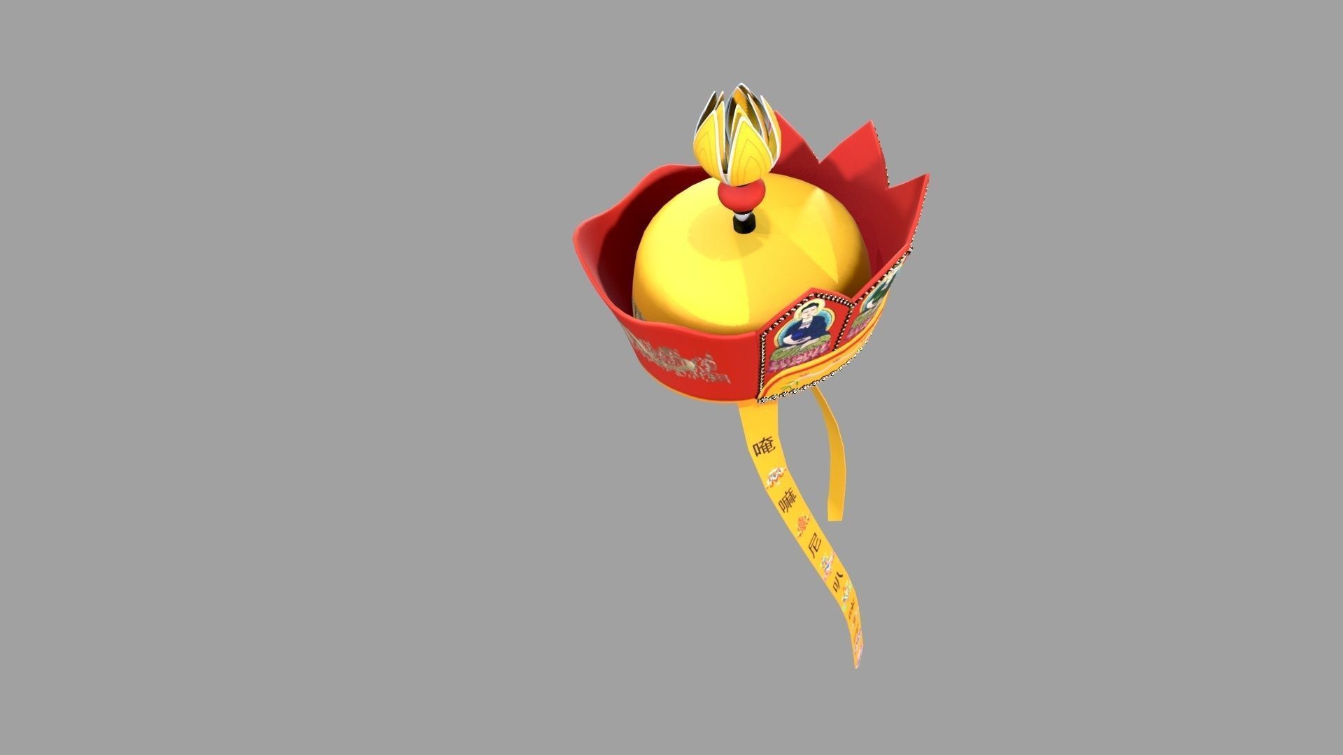 Shaolin monk hat Low-poly 3D model_3