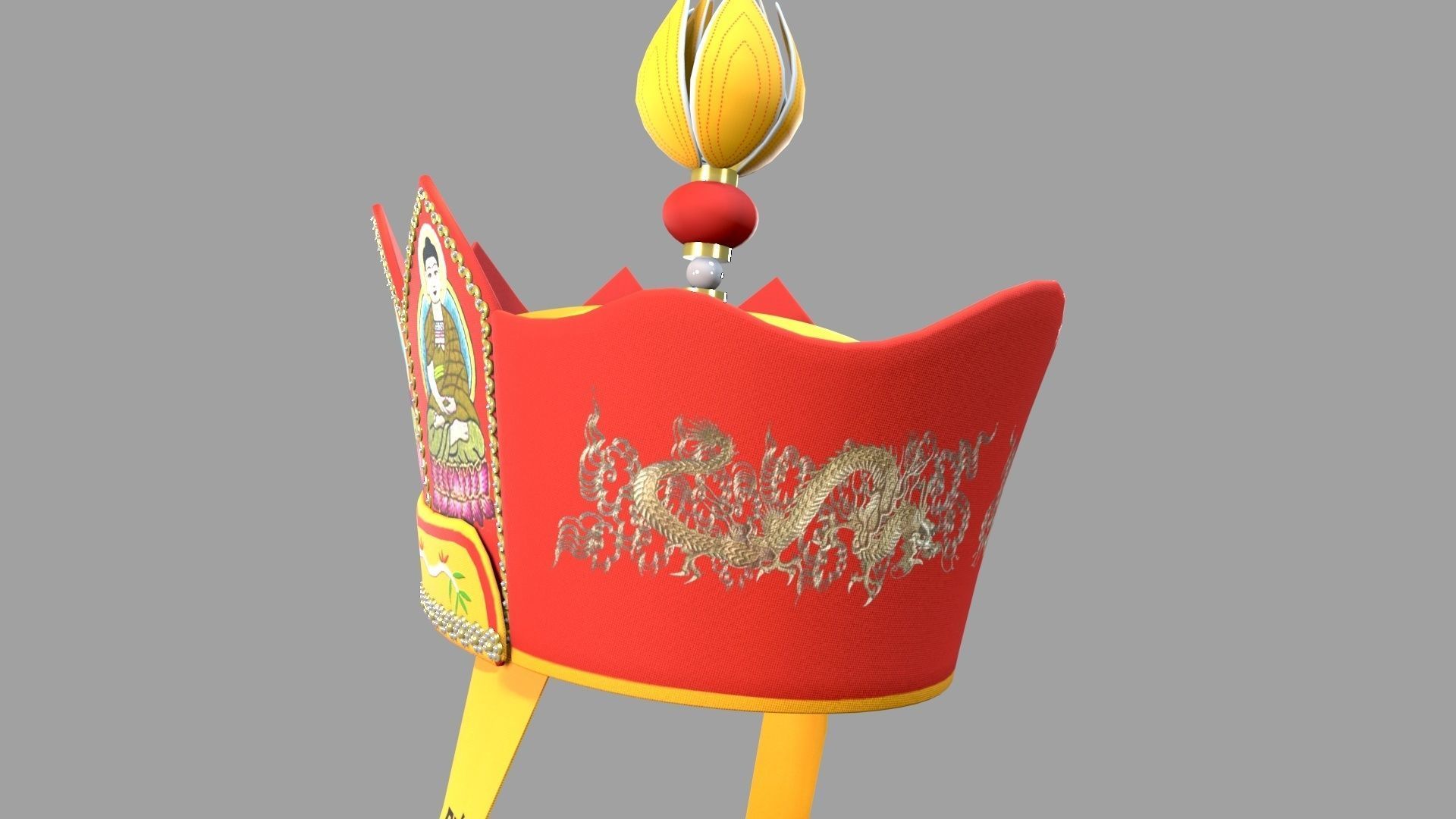 Shaolin monk hat Low-poly 3D model_6