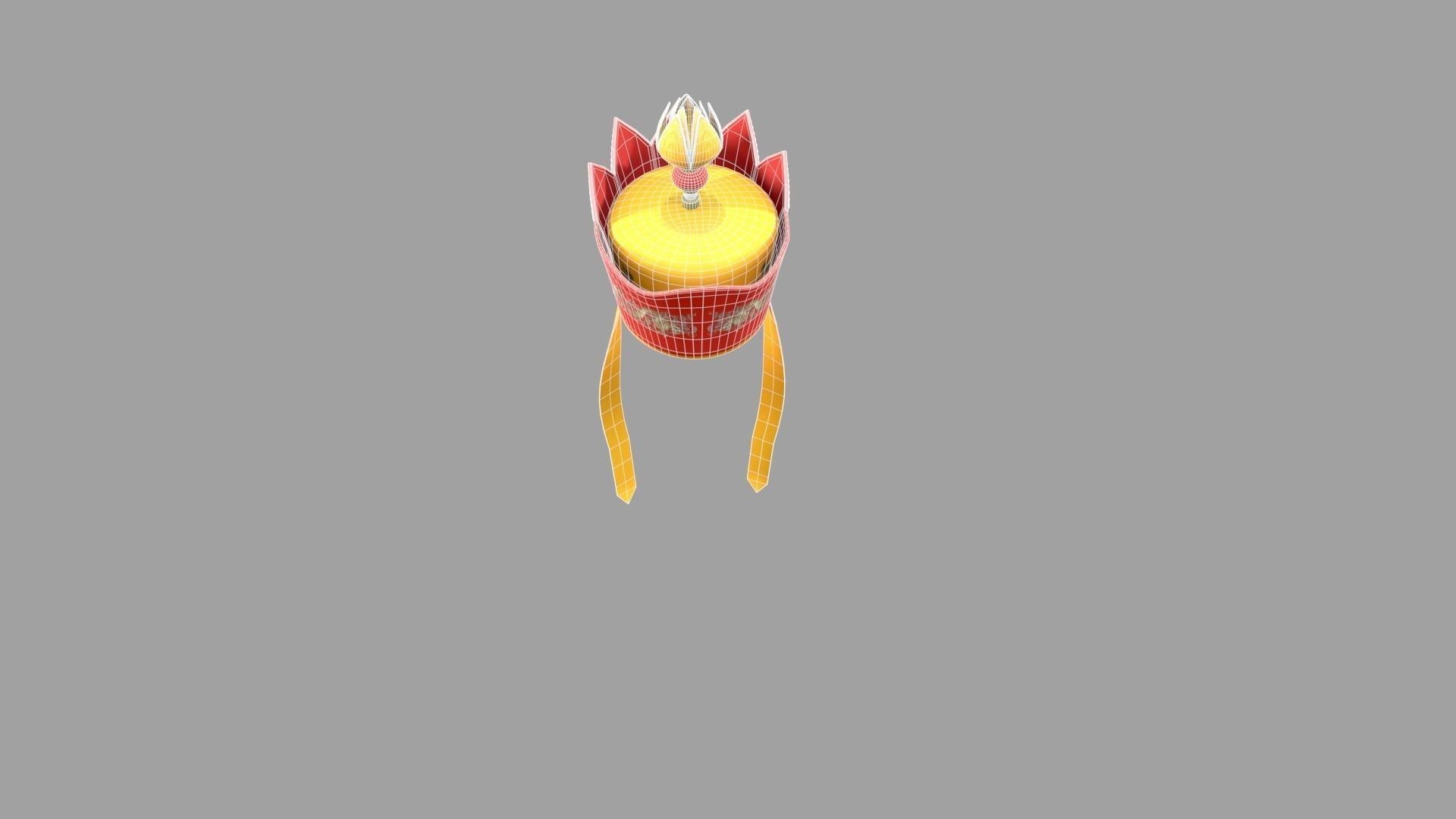 Shaolin monk hat Low-poly 3D model_9