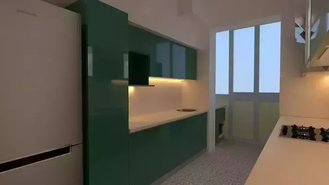 Modular kitchen and living room