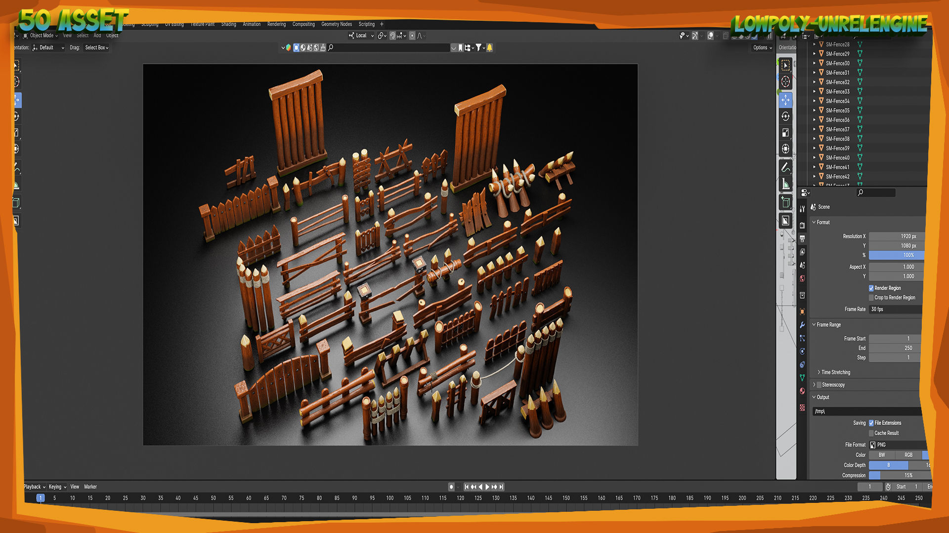 50 Wood Fence Stylize - Lowpoly -UnrealEngine Low-poly 3D model_5