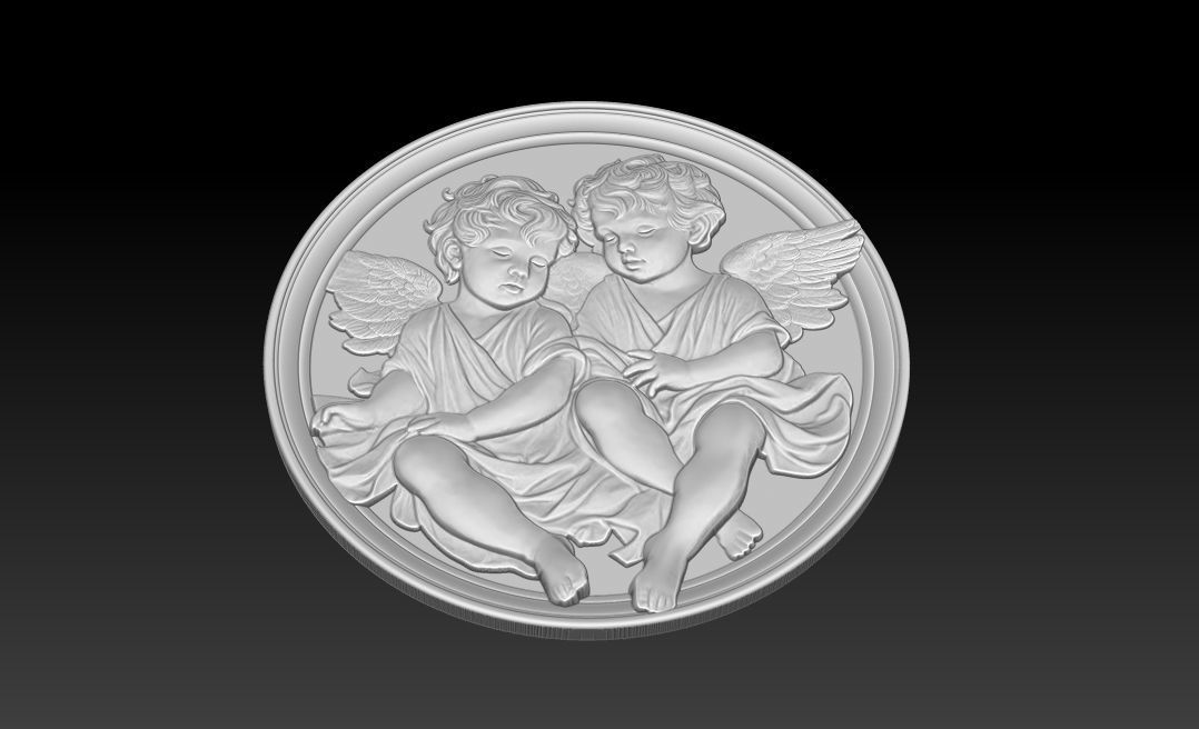 Relief model of two little angels - STL 3D print model_14