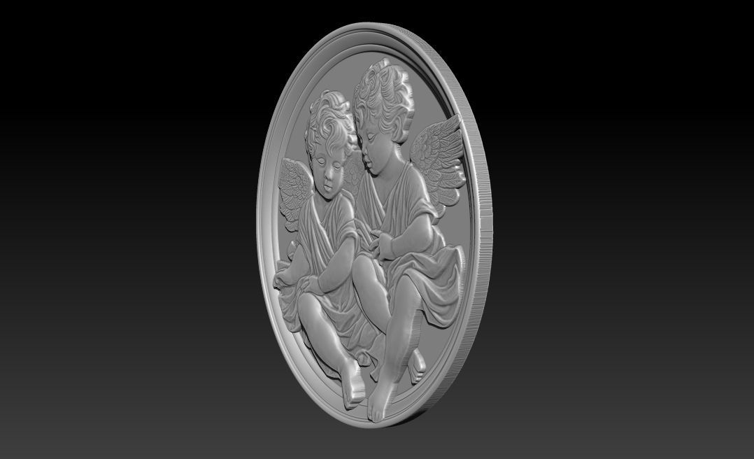 Relief model of two little angels - STL 3D print model_13