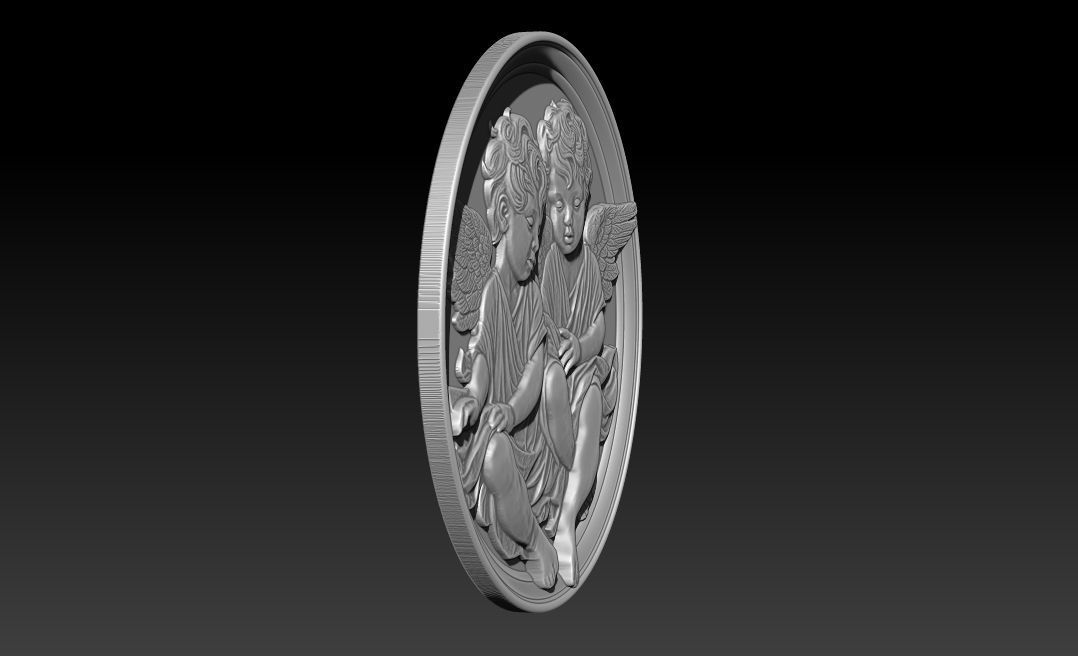 Relief model of two little angels - STL 3D print model_11