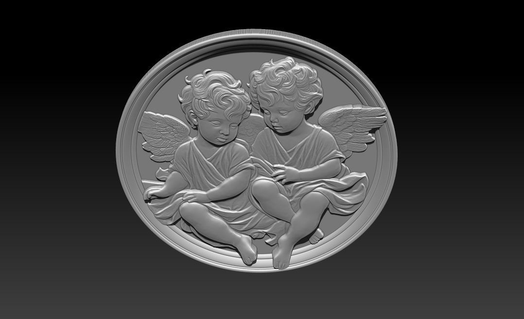 Relief model of two little angels - STL 3D print model_10