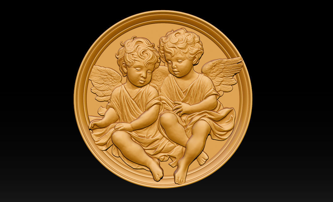 Relief model of two little angels - STL 3D print model_16