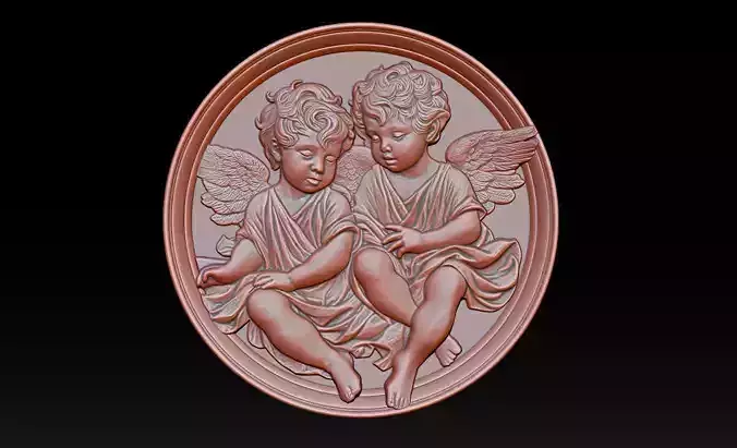 Relief model of two little angels - STL
