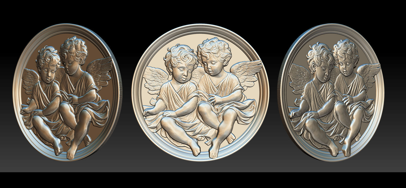 Relief model of two little angels - STL 3D print model_17