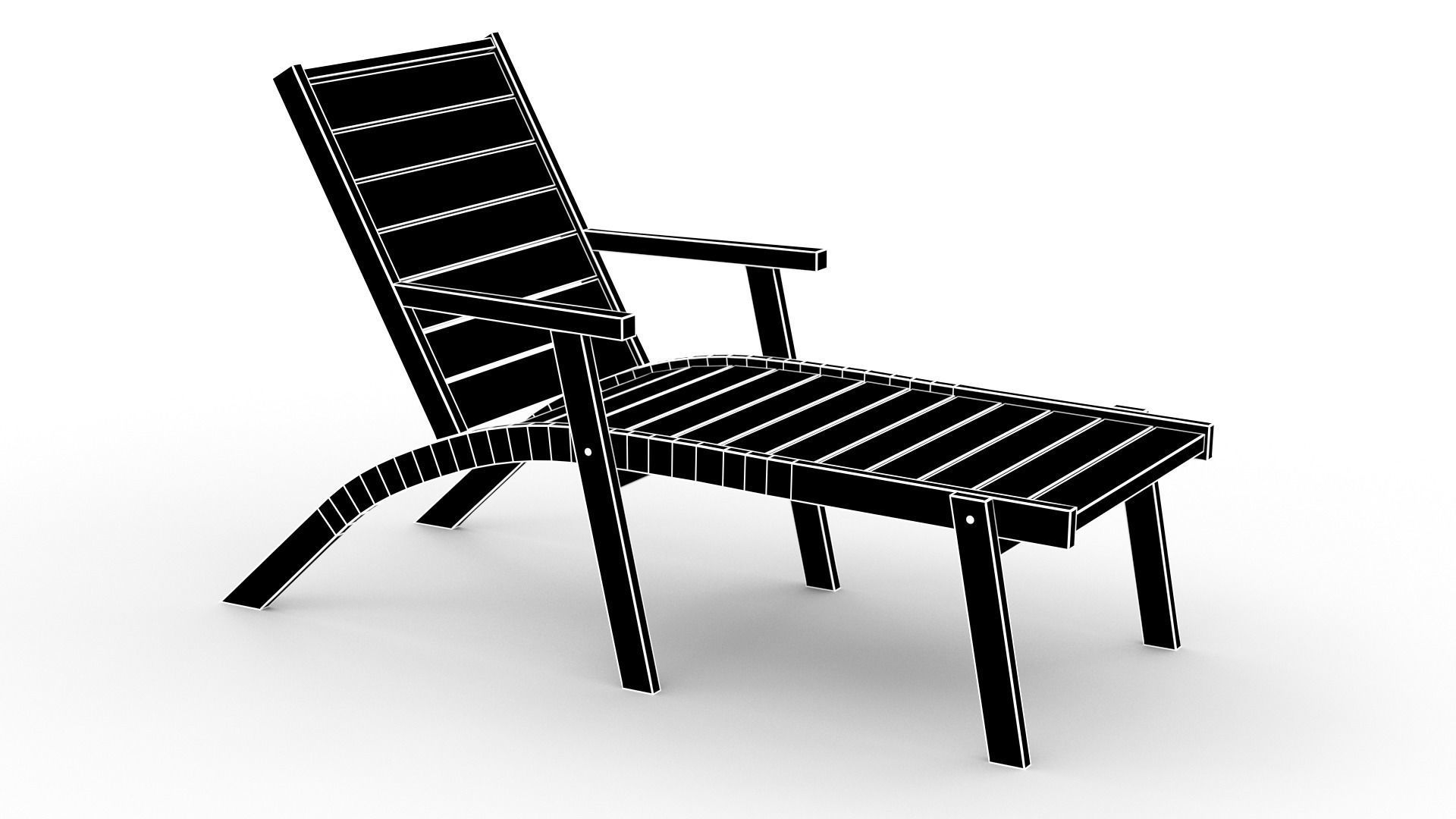 Deckchair Low-poly 3D model_5