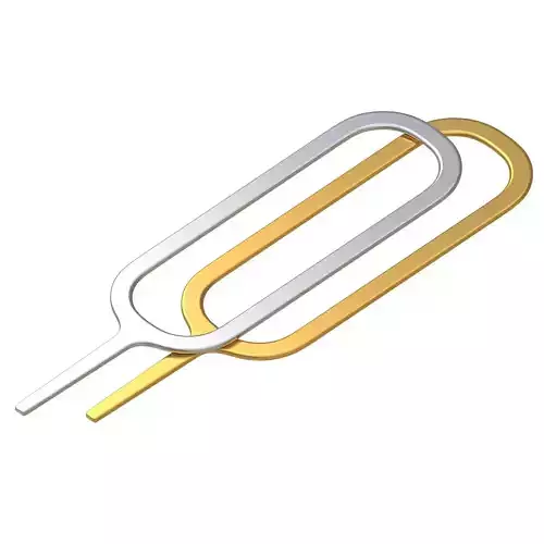 Sim Pin Key Gold And Stainless Steel 3D model