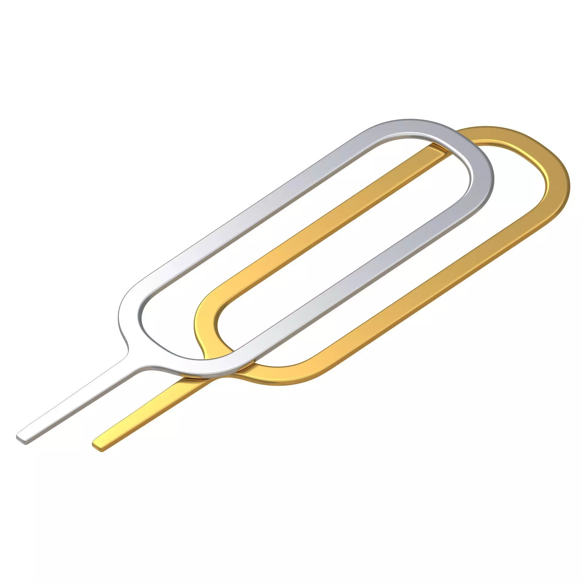 Sim Pin Key Gold And Stainless Steel 3D model_0