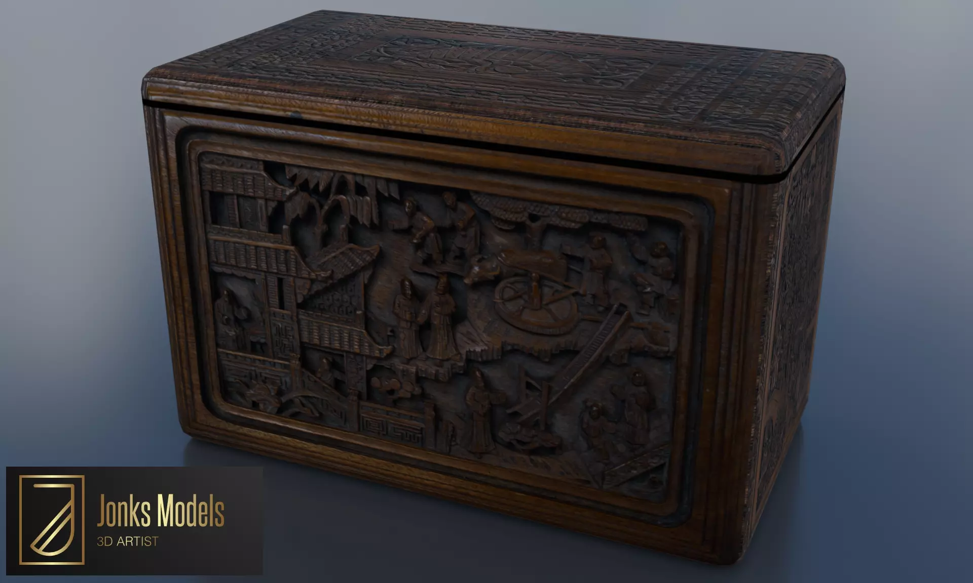 Ornate Box Low-poly 3D model_0